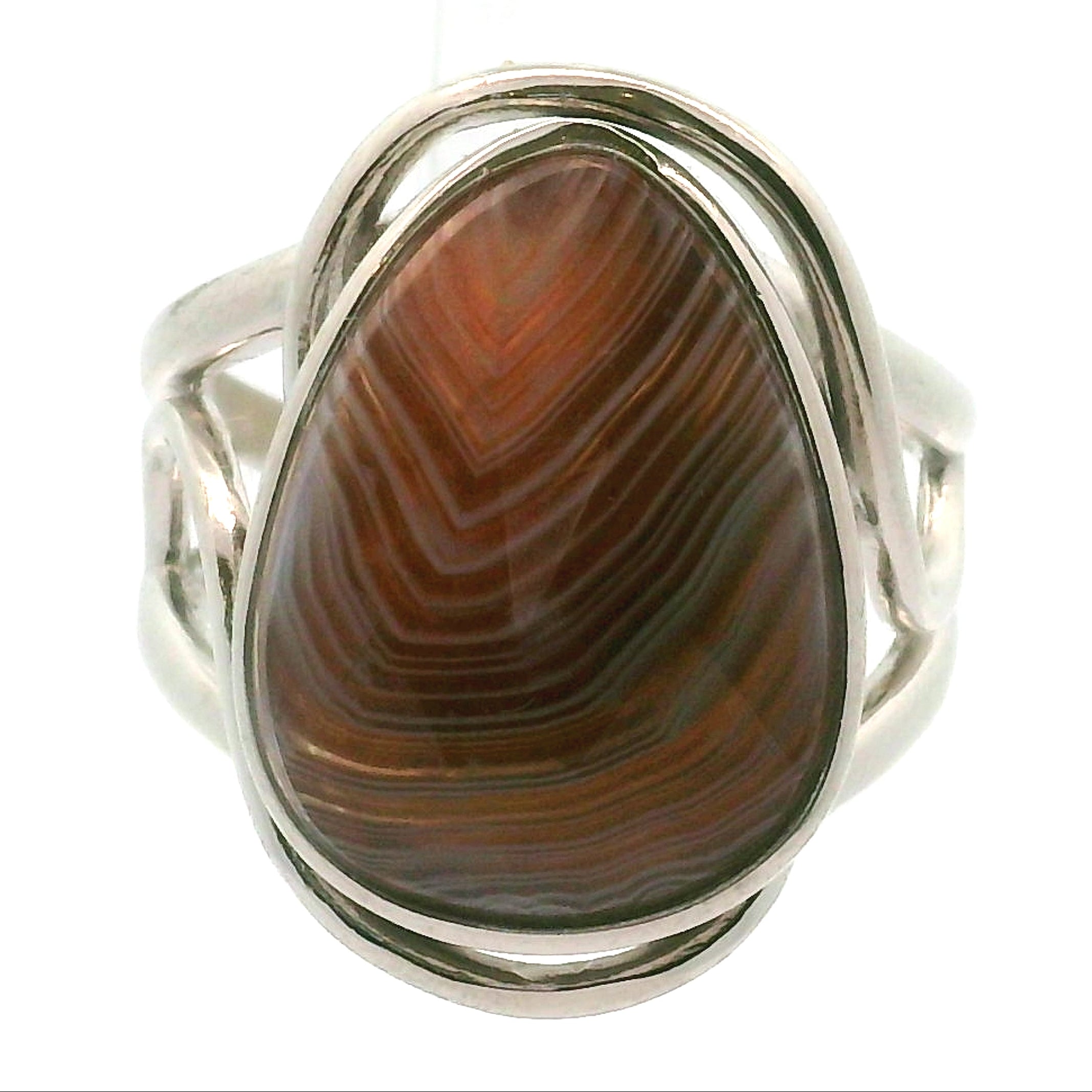 Botswana Agate Cuff Ring .925 Silver for Hope, Protection and Strength