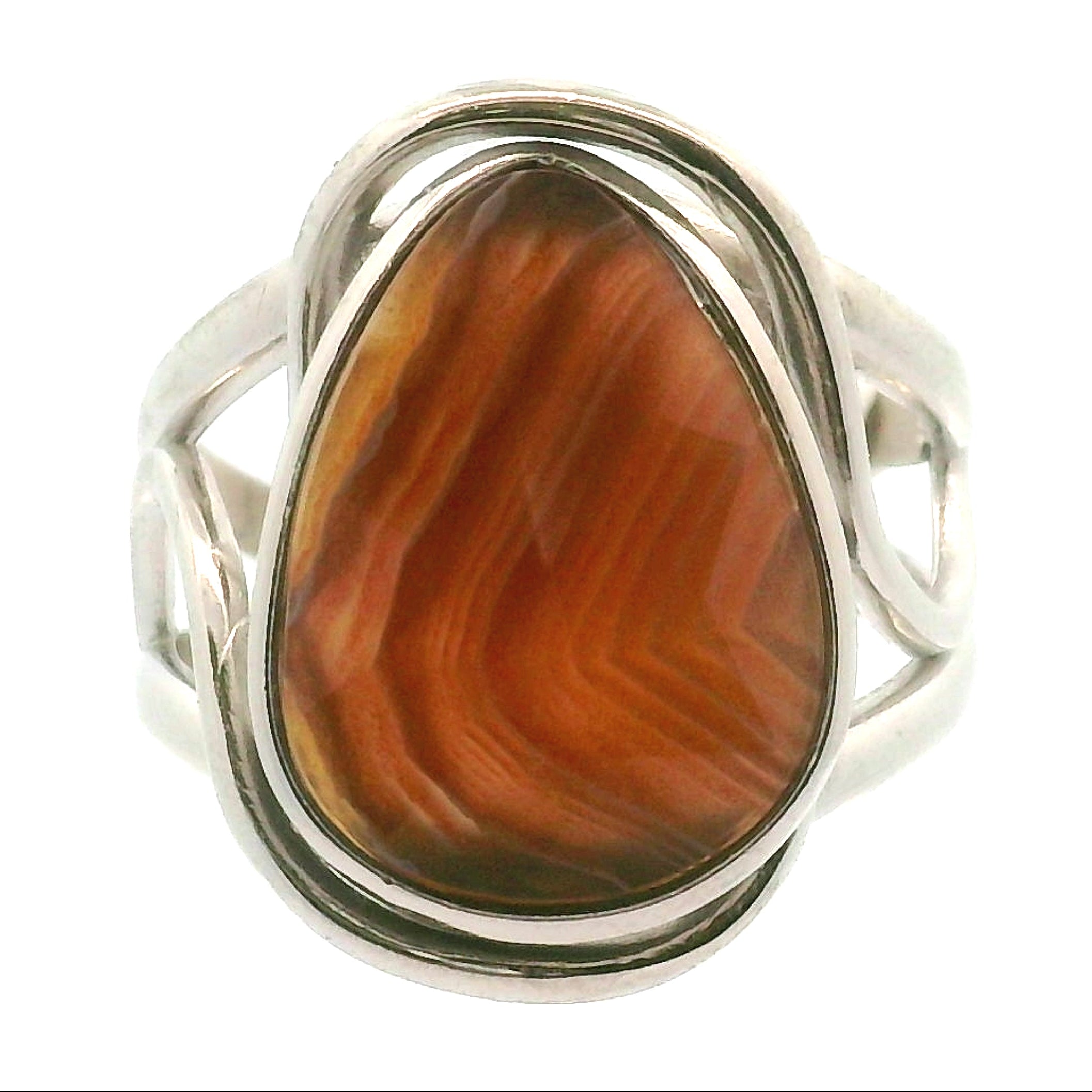 Botswana Agate Cuff Ring .925 Silver for Hope, Protection and Strength