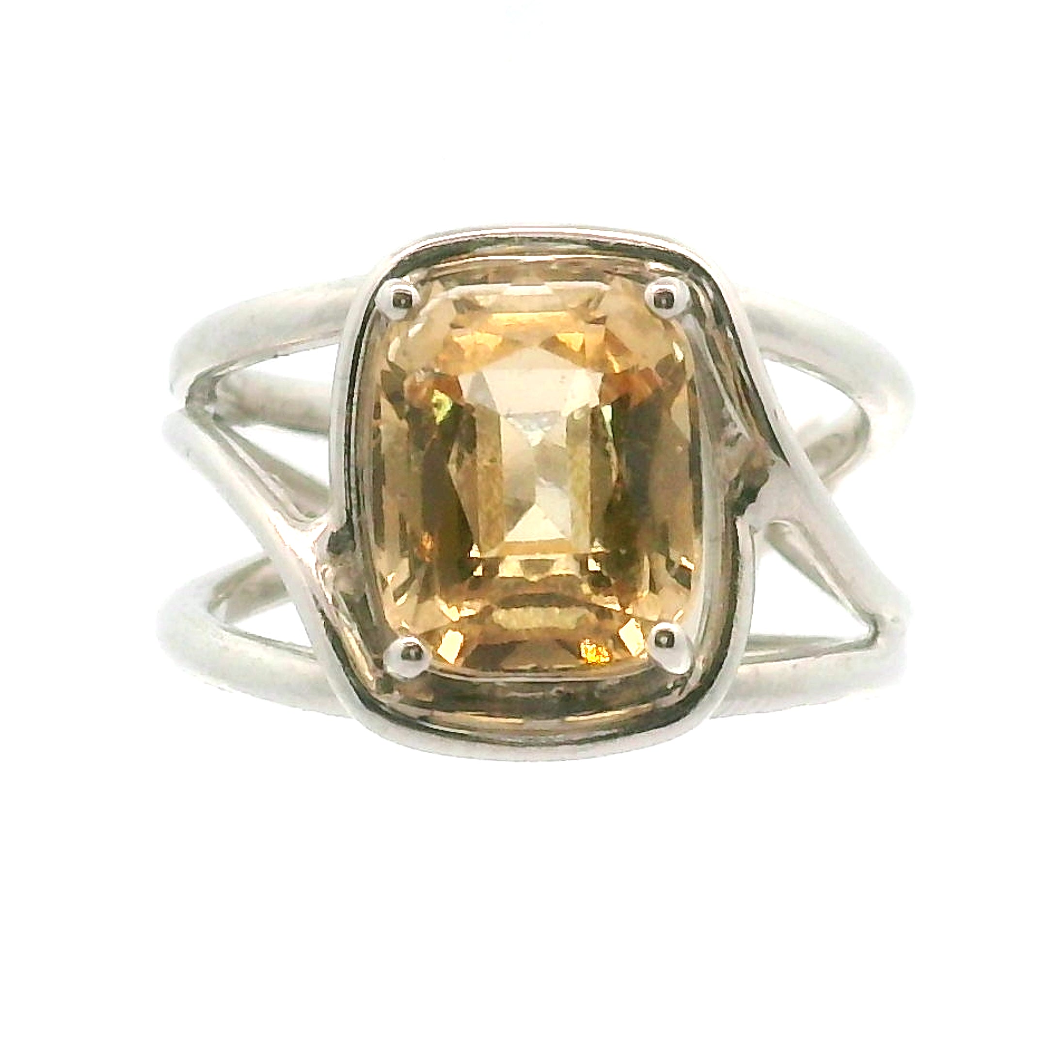 Honey Grossular Garnet Cuff Ring .925 Silver for Health and Strength