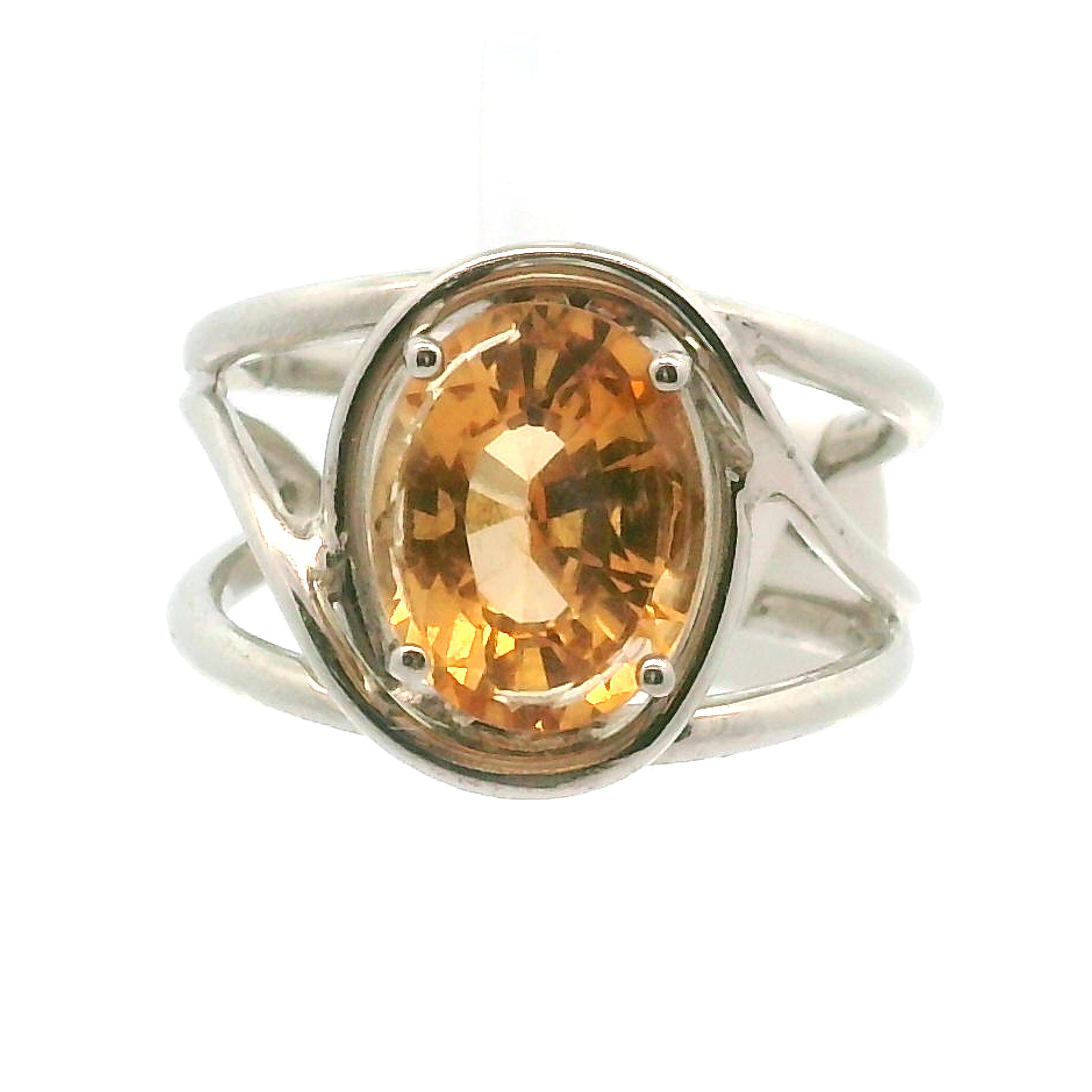 Honey Grossular Garnet Cuff Ring .925 Silver for Health and Strength