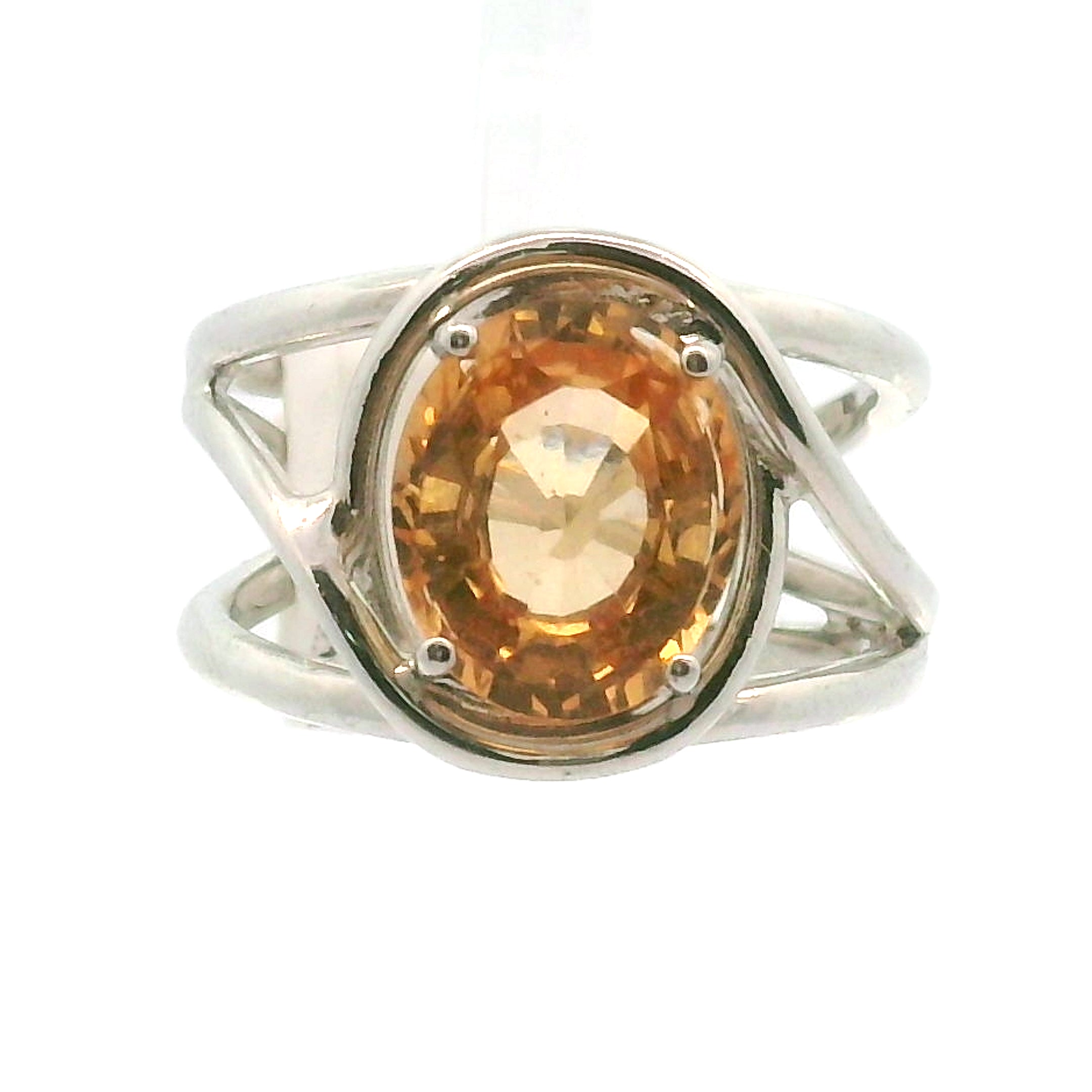 Honey Grossular Garnet Cuff Ring .925 Silver for Health and Strength