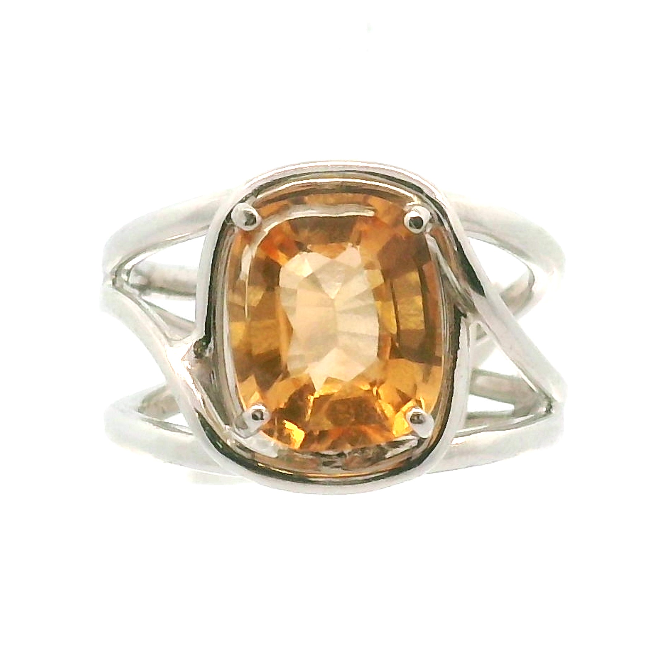 Honey Grossular Garnet Cuff Ring .925 Silver for Health and Strength