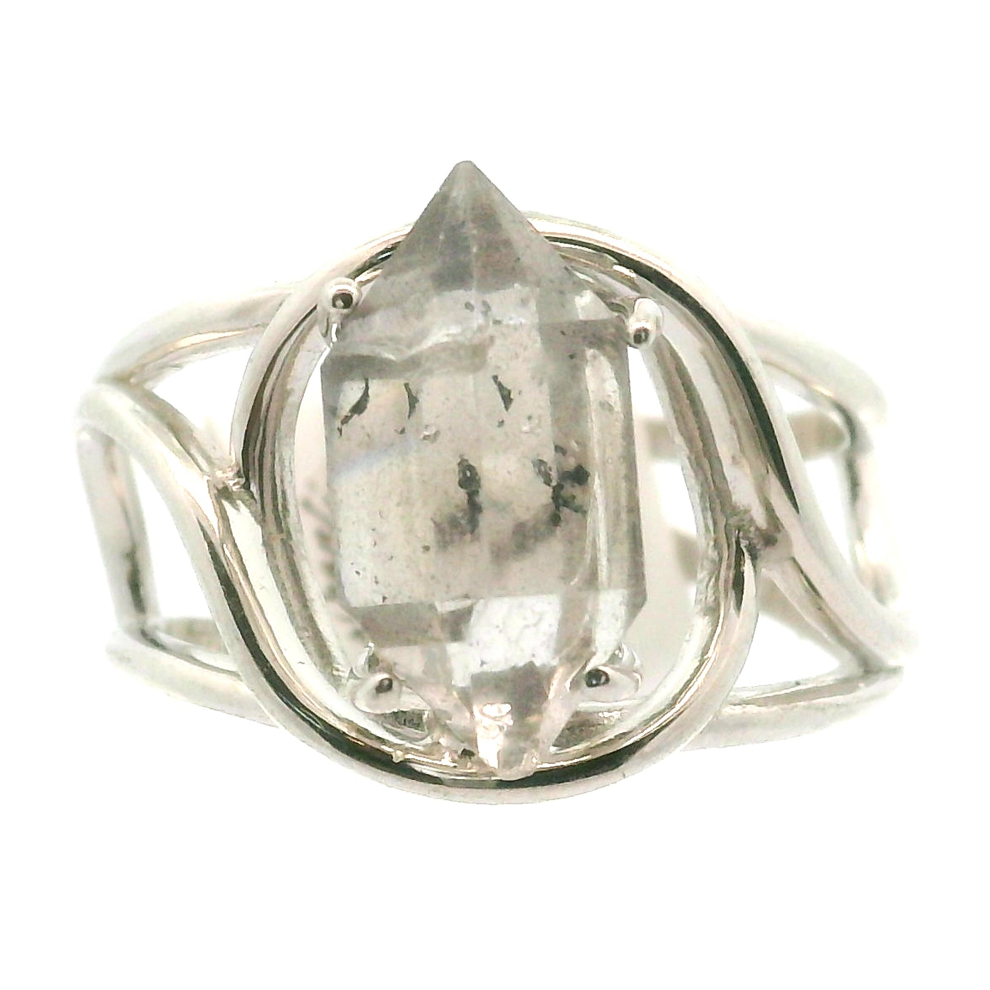 Herkimer Quartz Cuff Ring .925 Silver for  Intention Setting and Manifesting your Desires