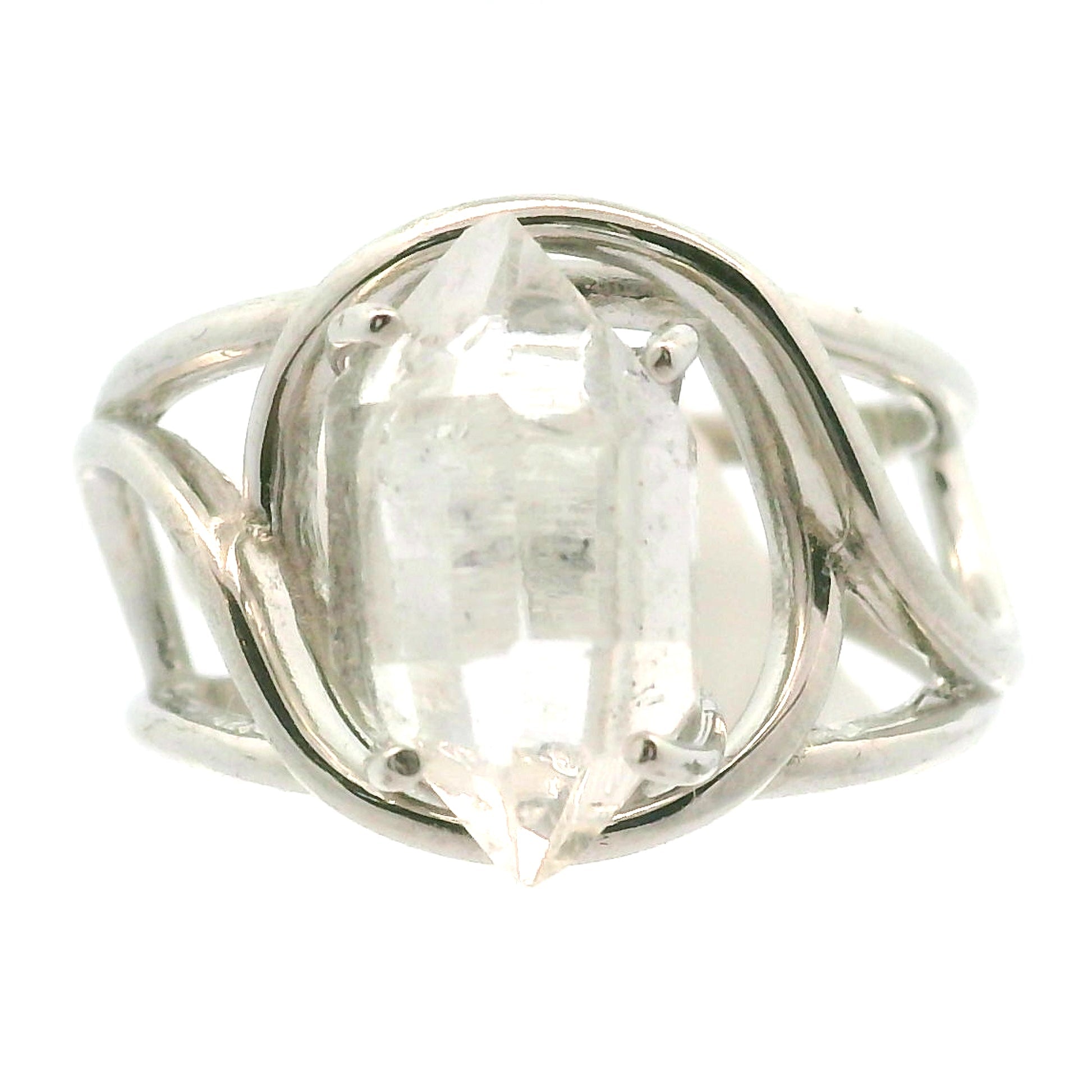 Herkimer Quartz Cuff Ring .925 Silver for  Intention Setting and Manifesting your Desires