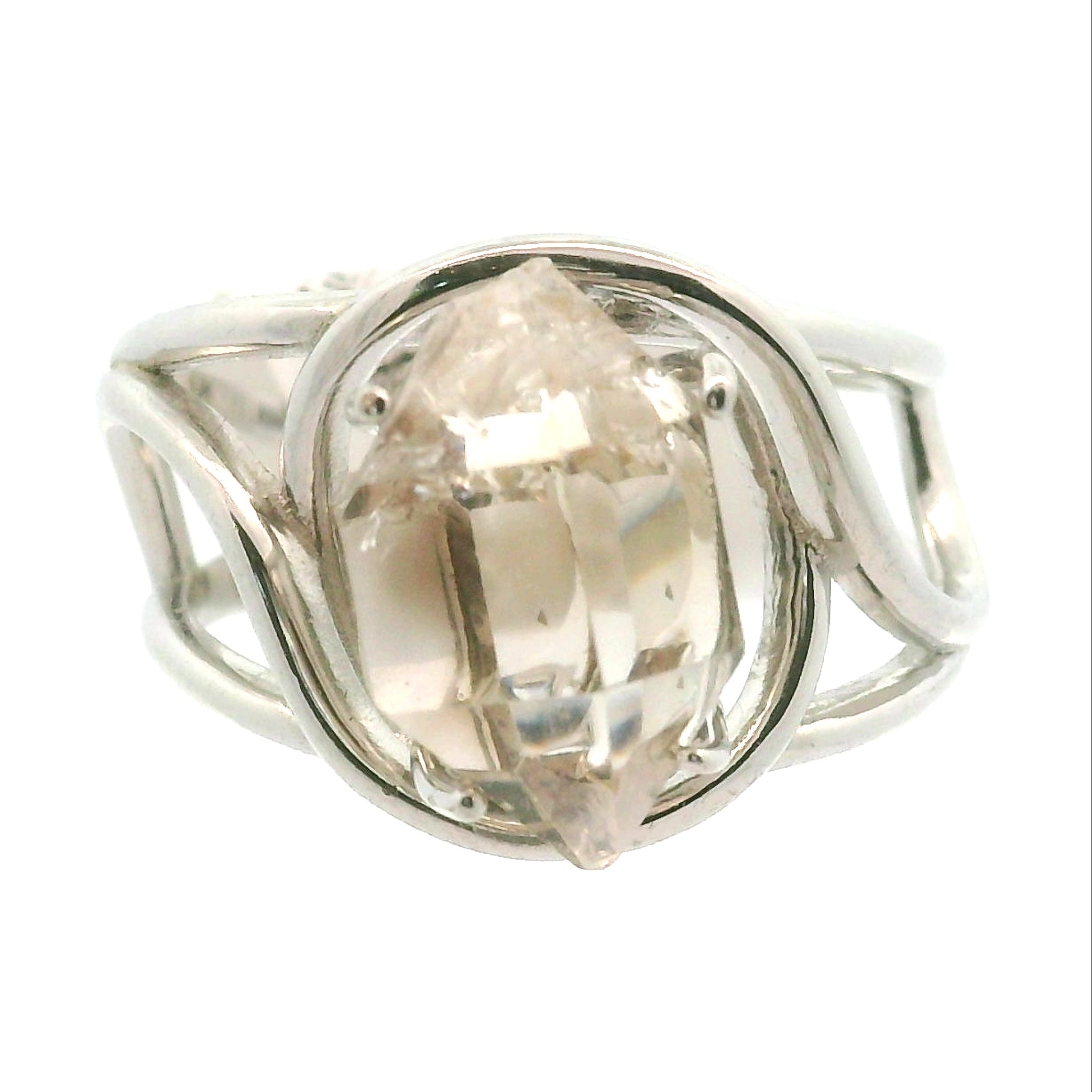 Herkimer Quartz Cuff Ring .925 Silver for  Intention Setting and Manifesting your Desires