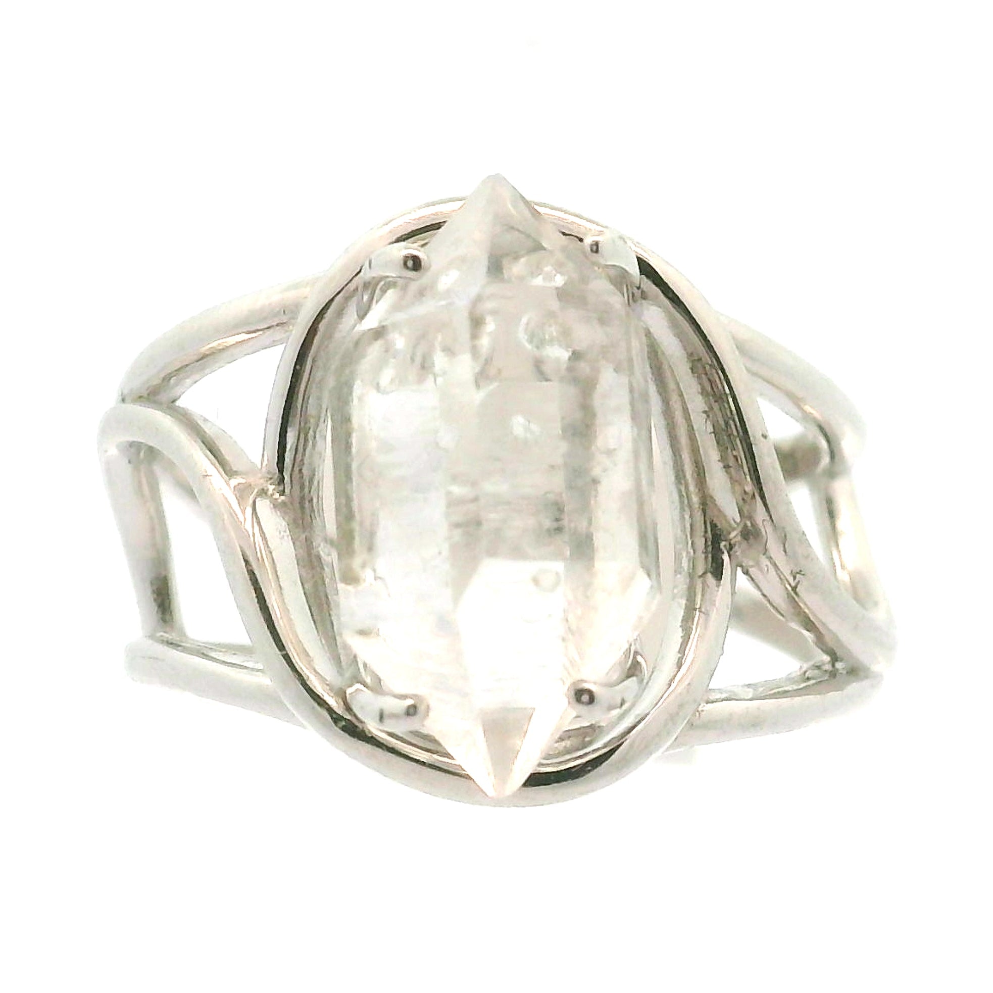 Herkimer Quartz Cuff Ring .925 Silver for  Intention Setting and Manifesting your Desires