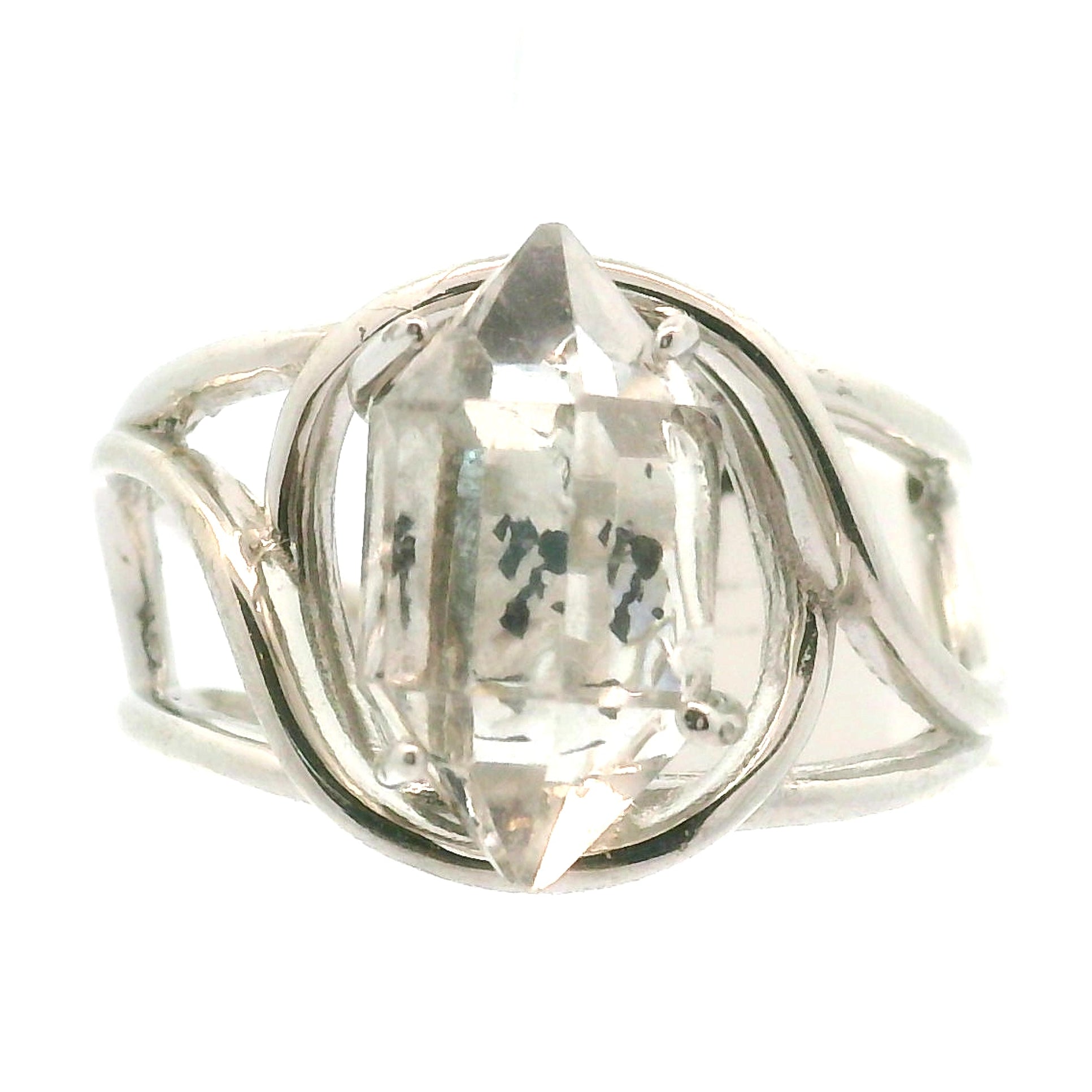 Herkimer Quartz Cuff Ring .925 Silver for  Intention Setting and Manifesting your Desires