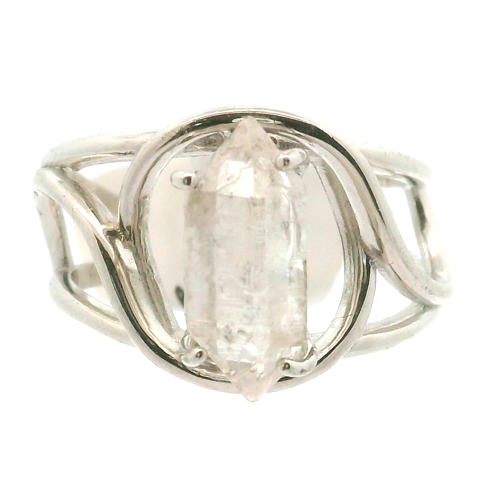 Herkimer Quartz Cuff Ring .925 Silver for  Intention Setting and Manifesting your Desires