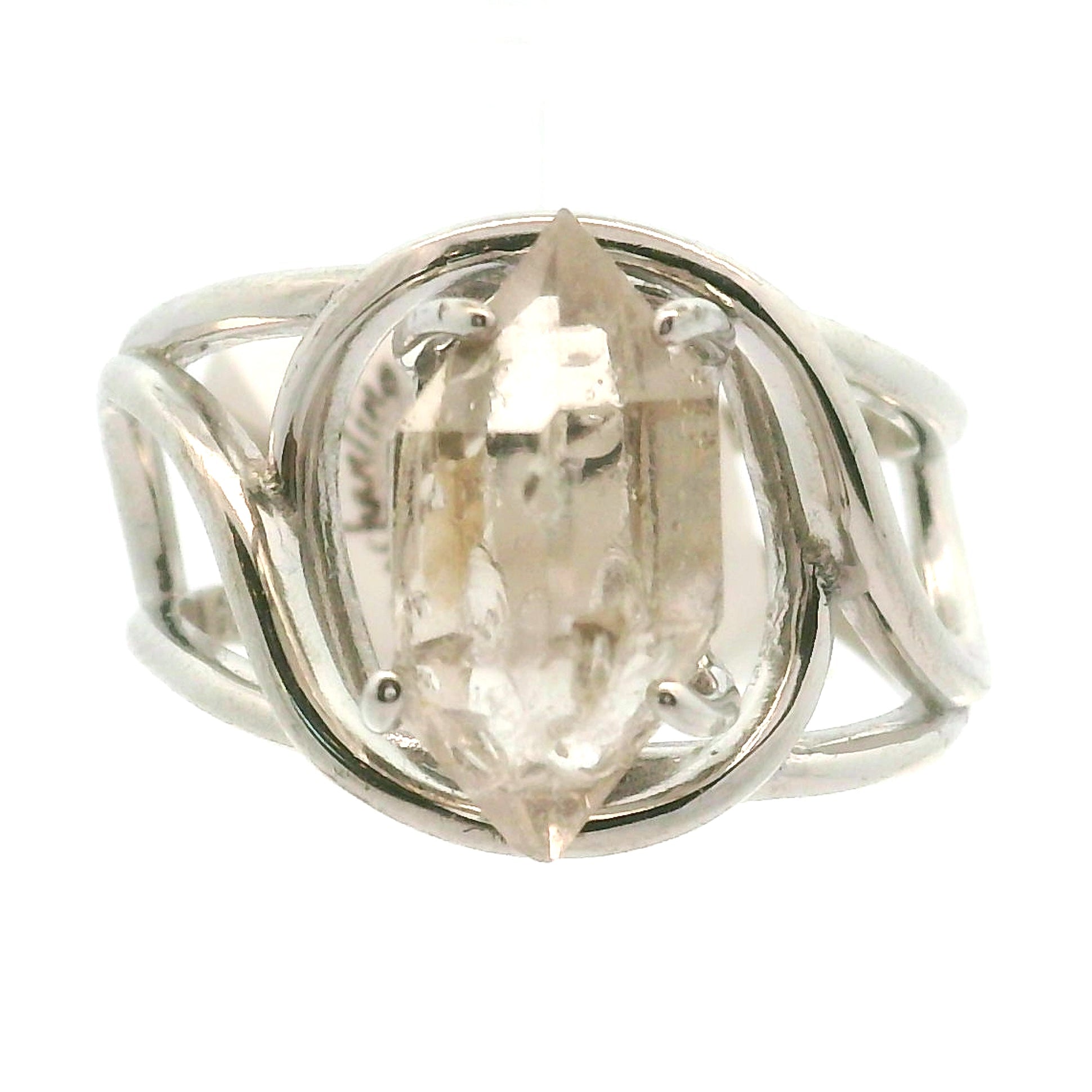Herkimer Quartz Cuff Ring .925 Silver for  Intention Setting and Manifesting your Desires