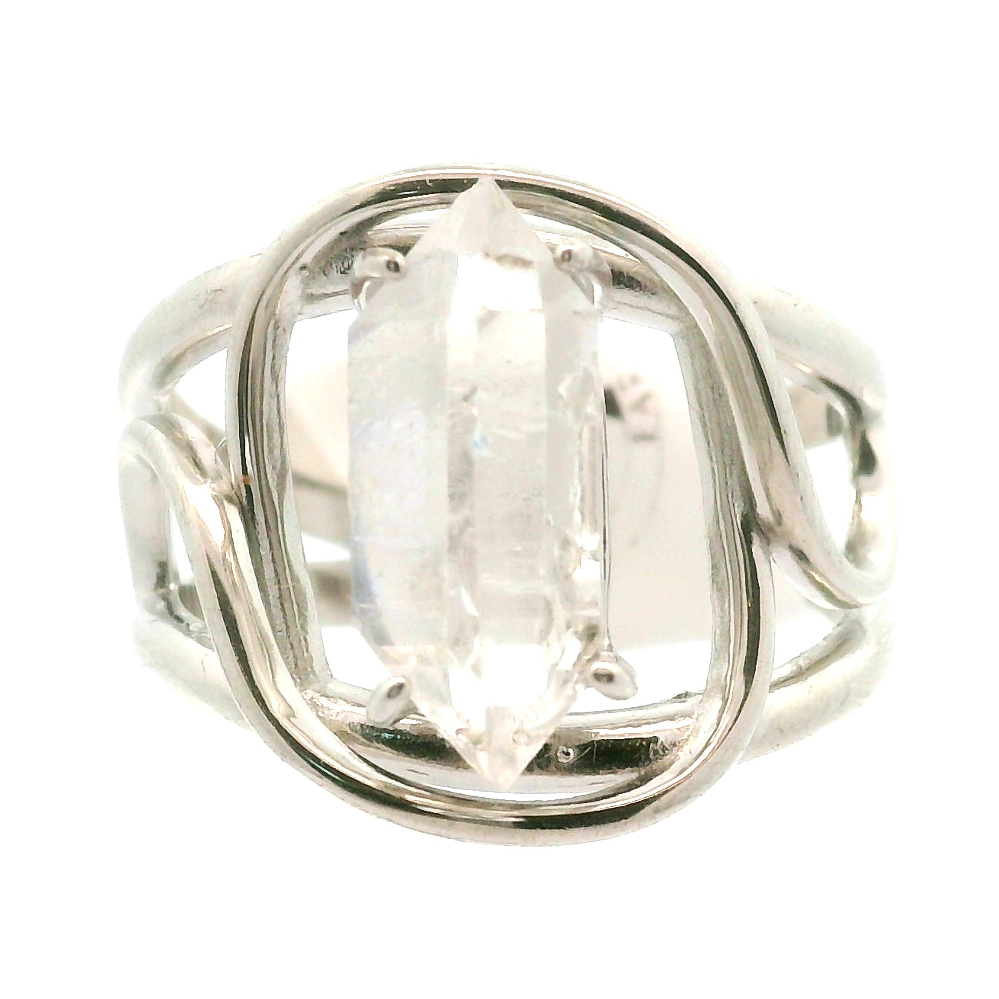 Herkimer Quartz Cuff Ring .925 Silver for  Intention Setting and Manifesting your Desires