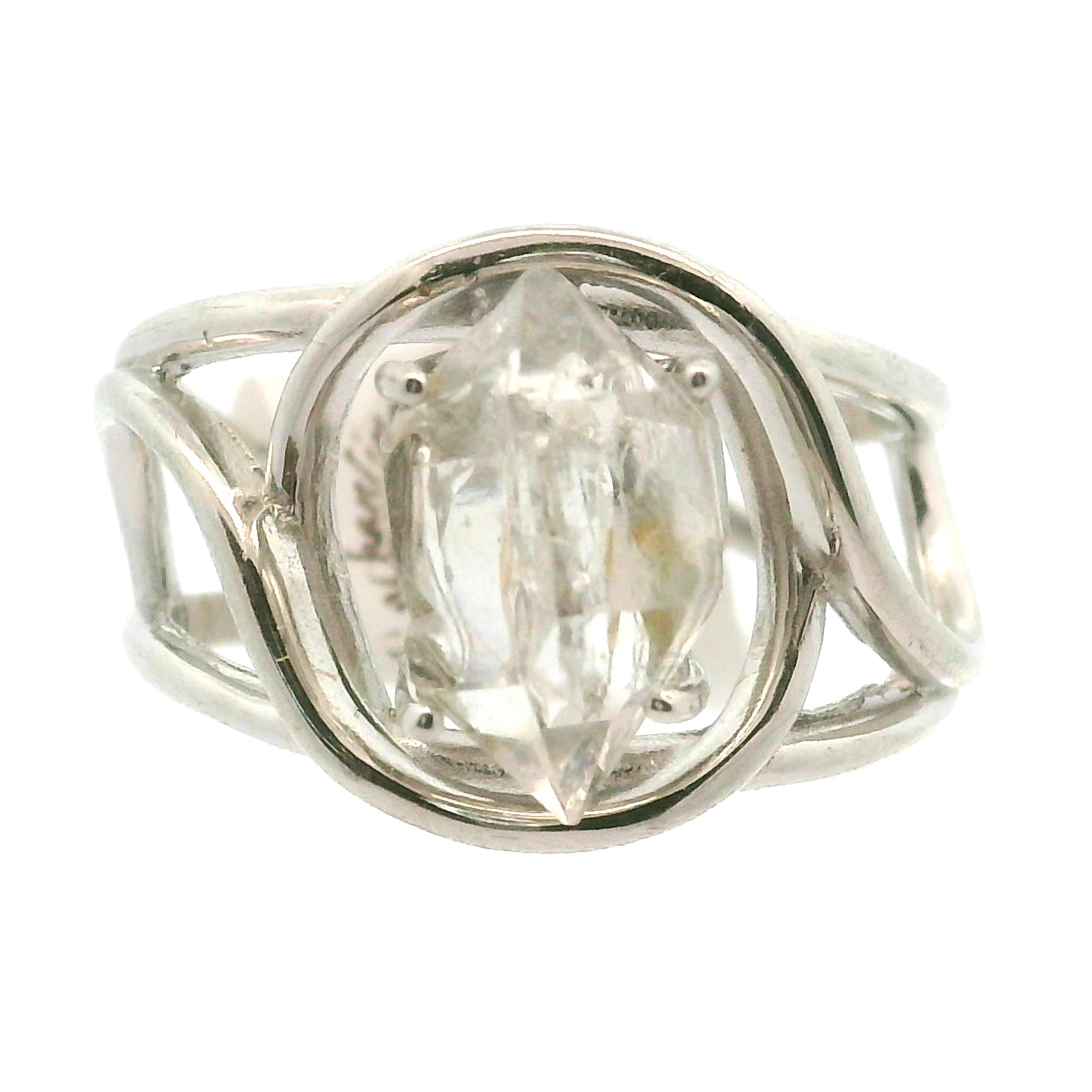 Herkimer Quartz Cuff Ring .925 Silver for  Intention Setting and Manifesting your Desires