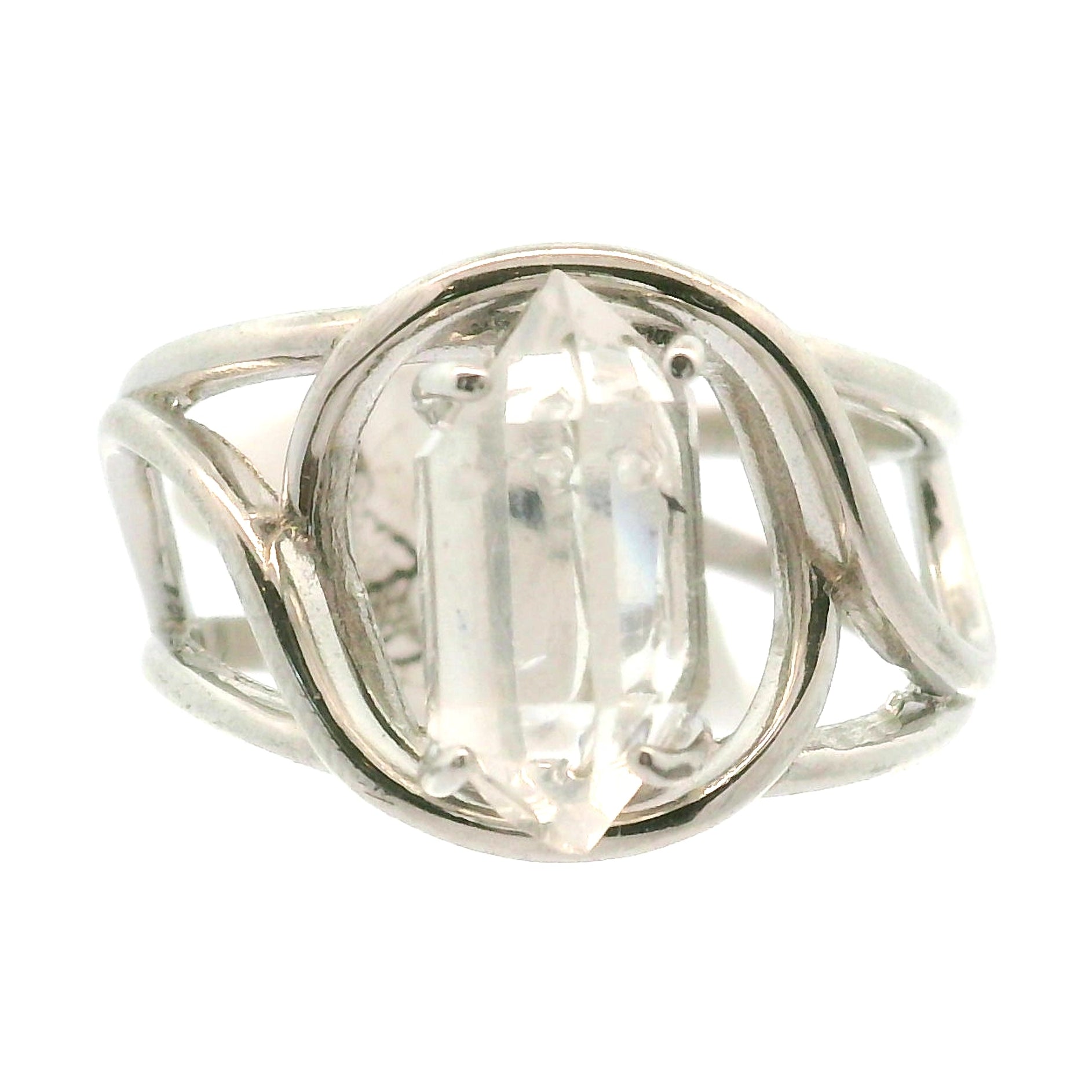 Herkimer Quartz Cuff Ring .925 Silver for  Intention Setting and Manifesting your Desires