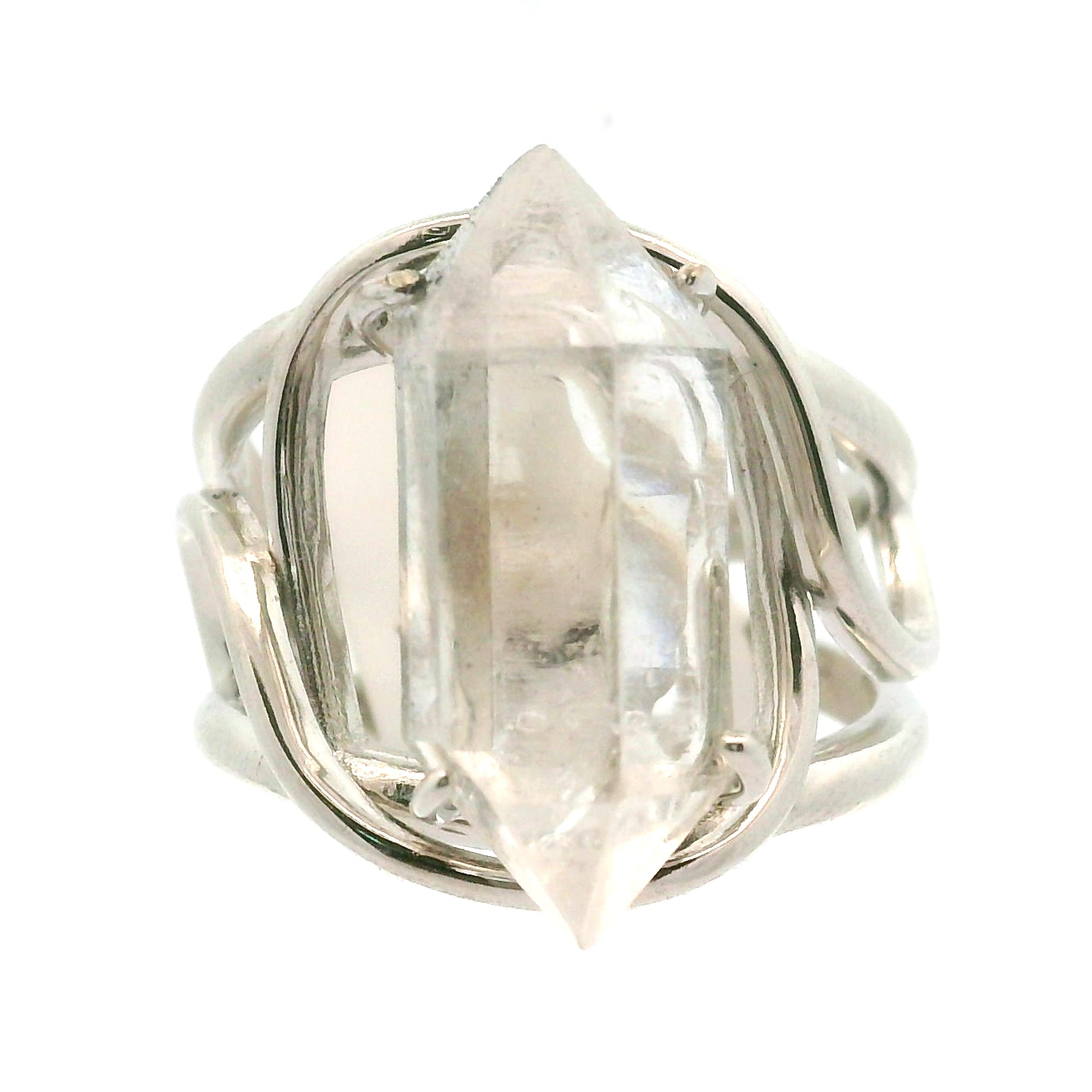 Herkimer Quartz Cuff Ring .925 Silver for  Intention Setting and Manifesting your Desires