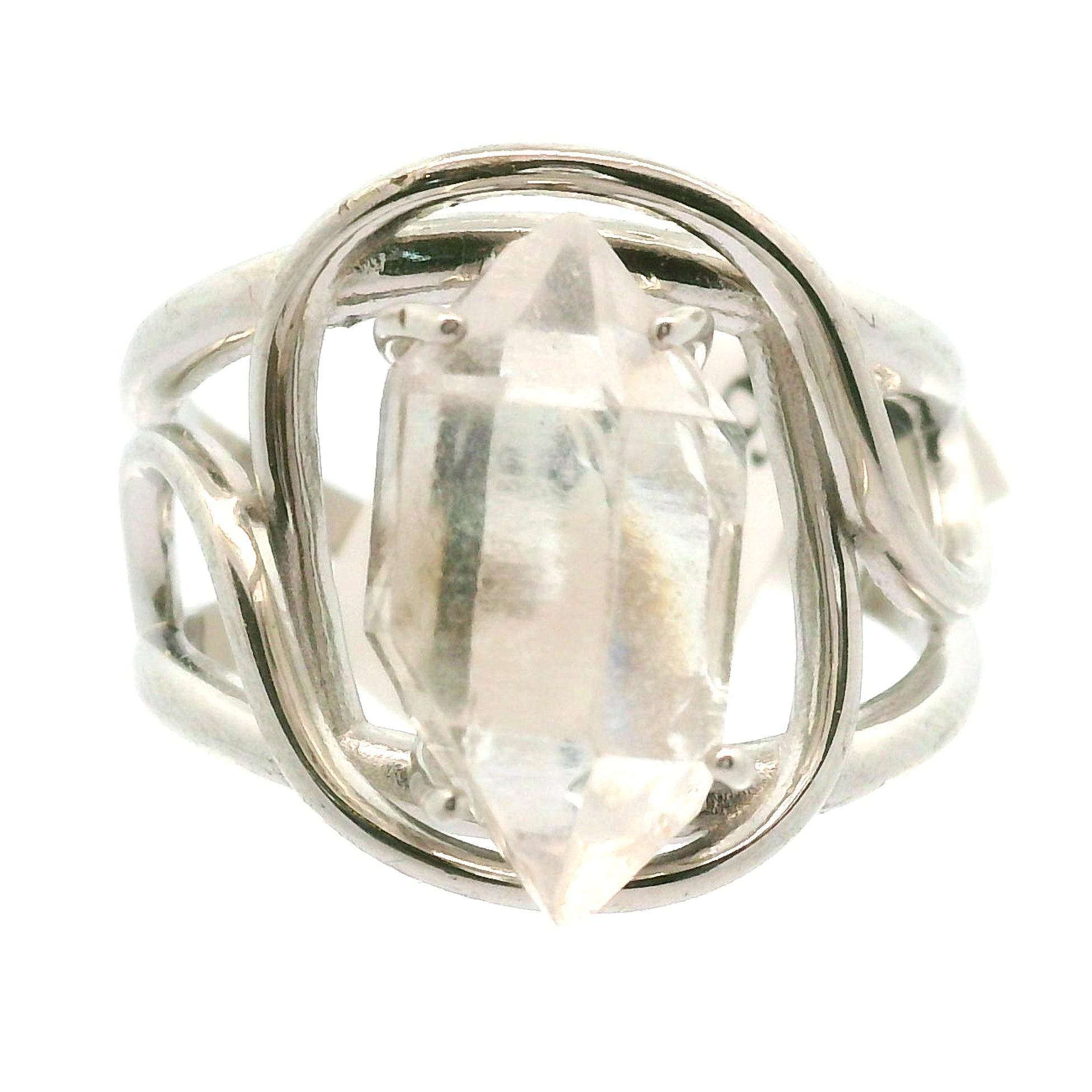 Herkimer Quartz Cuff Ring .925 Silver for  Intention Setting and Manifesting your Desires