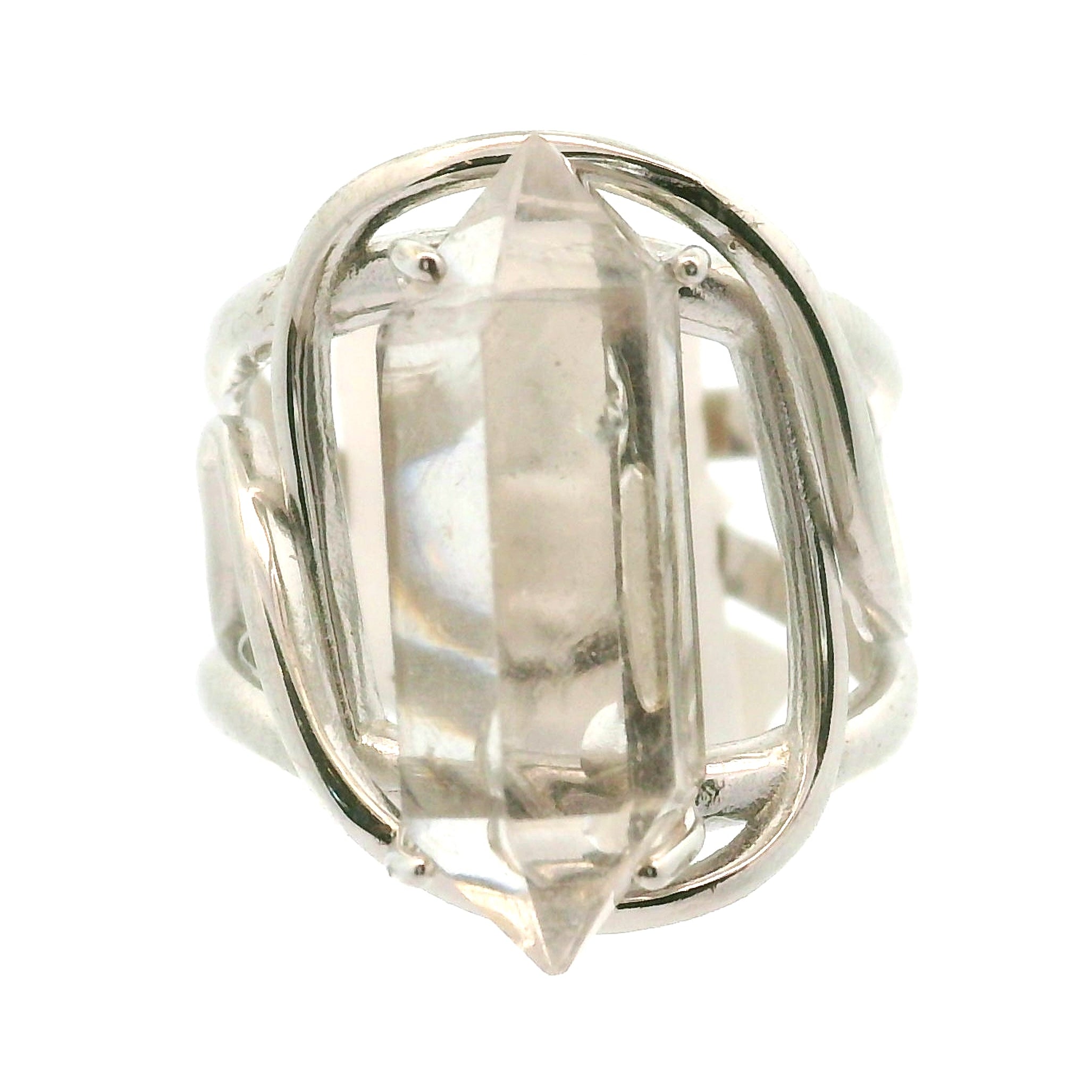 Herkimer Quartz Cuff Ring .925 Silver for  Intention Setting and Manifesting your Desires