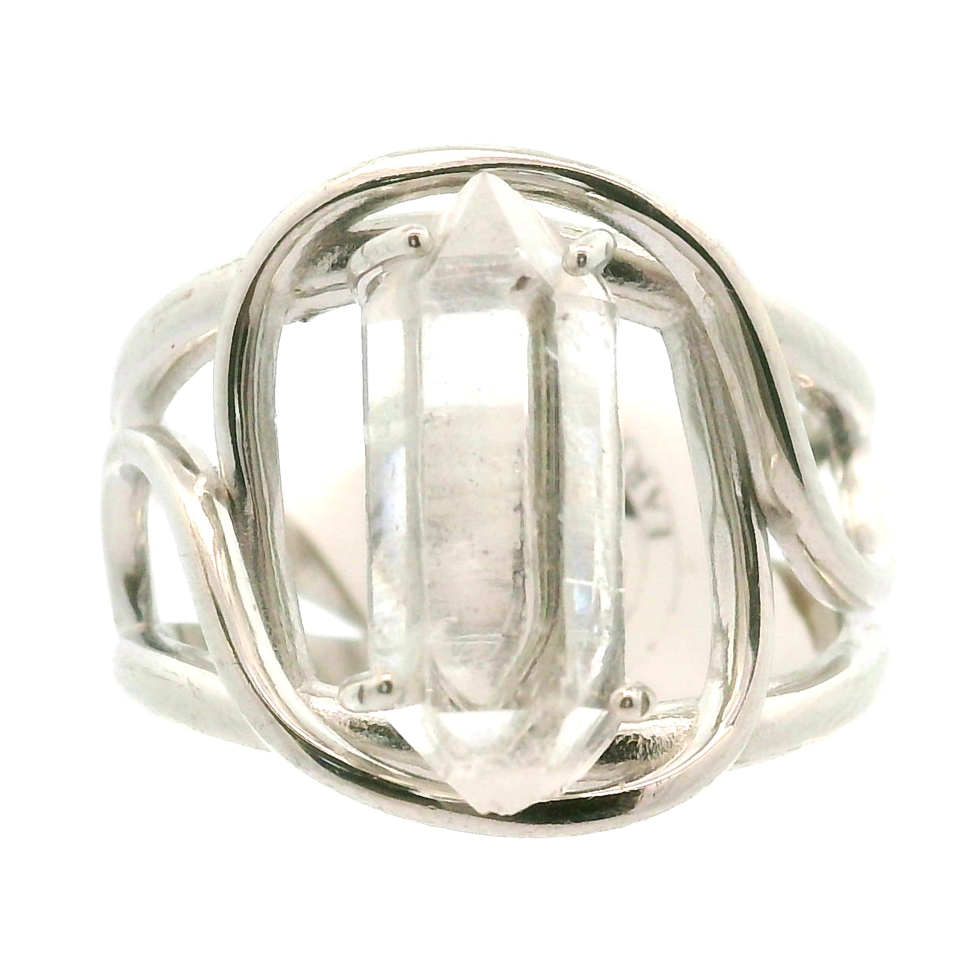 Herkimer Quartz Cuff Ring .925 Silver for  Intention Setting and Manifesting your Desires