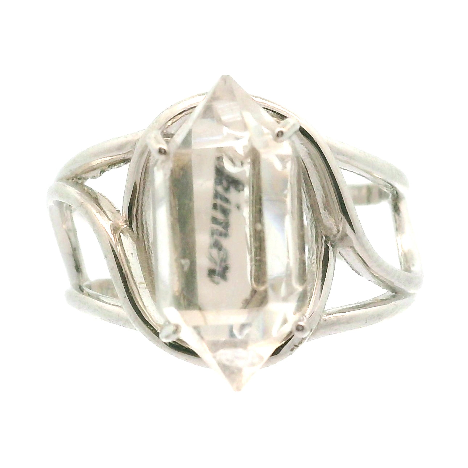 Herkimer Quartz Cuff Ring .925 Silver for  Intention Setting and Manifesting your Desires