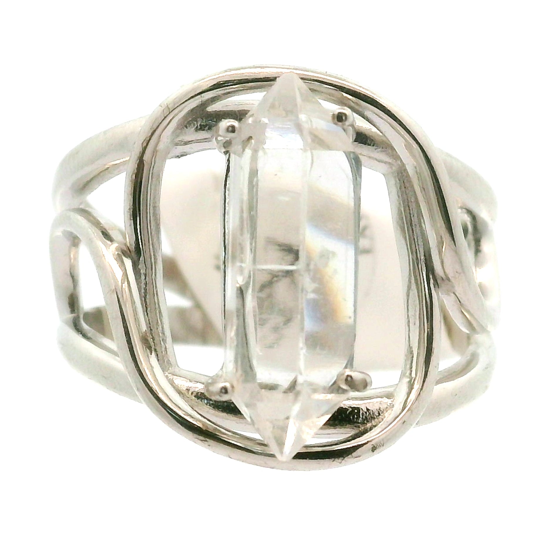 Herkimer Quartz Cuff Ring .925 Silver for  Intention Setting and Manifesting your Desires