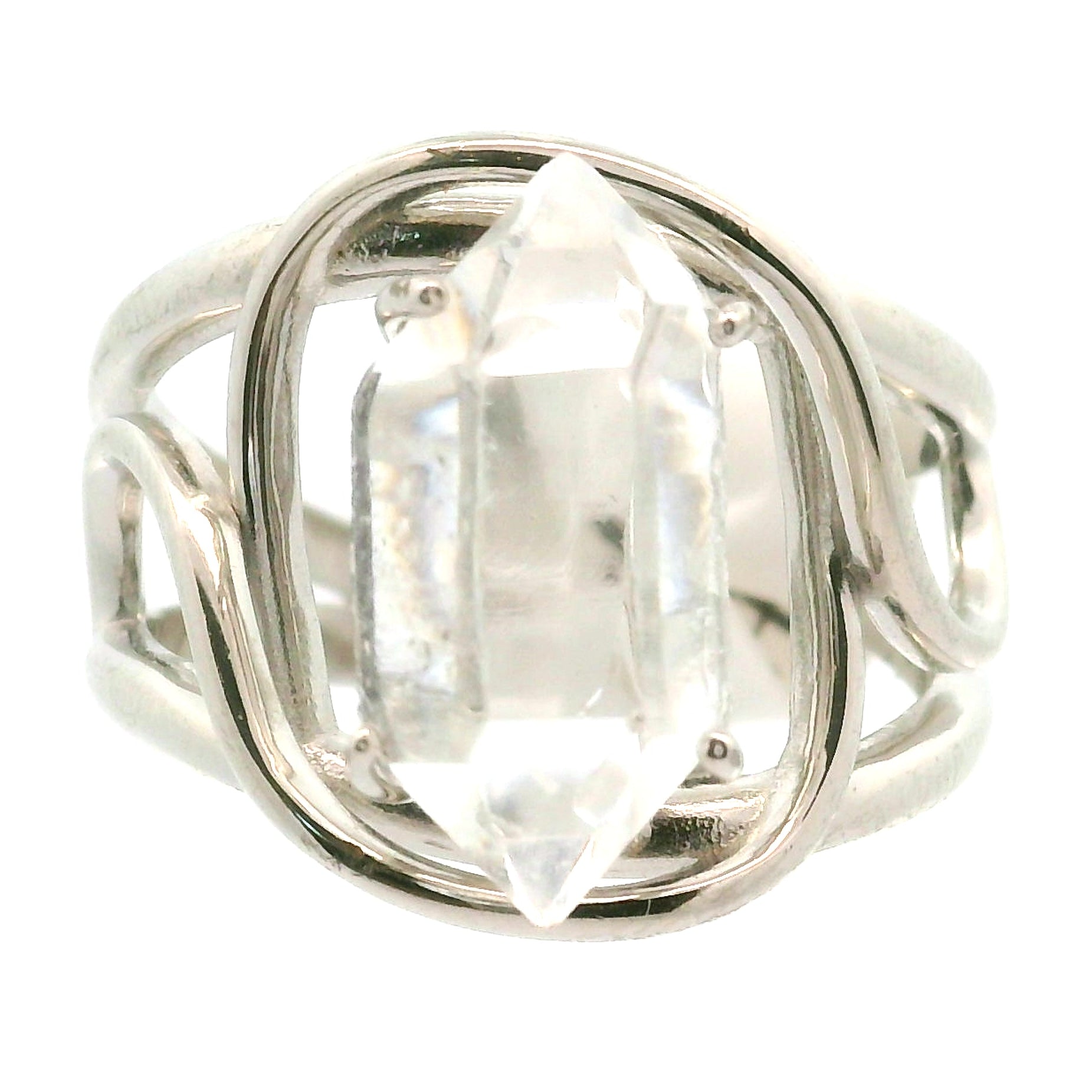 Herkimer Quartz Cuff Ring .925 Silver for  Intention Setting and Manifesting your Desires