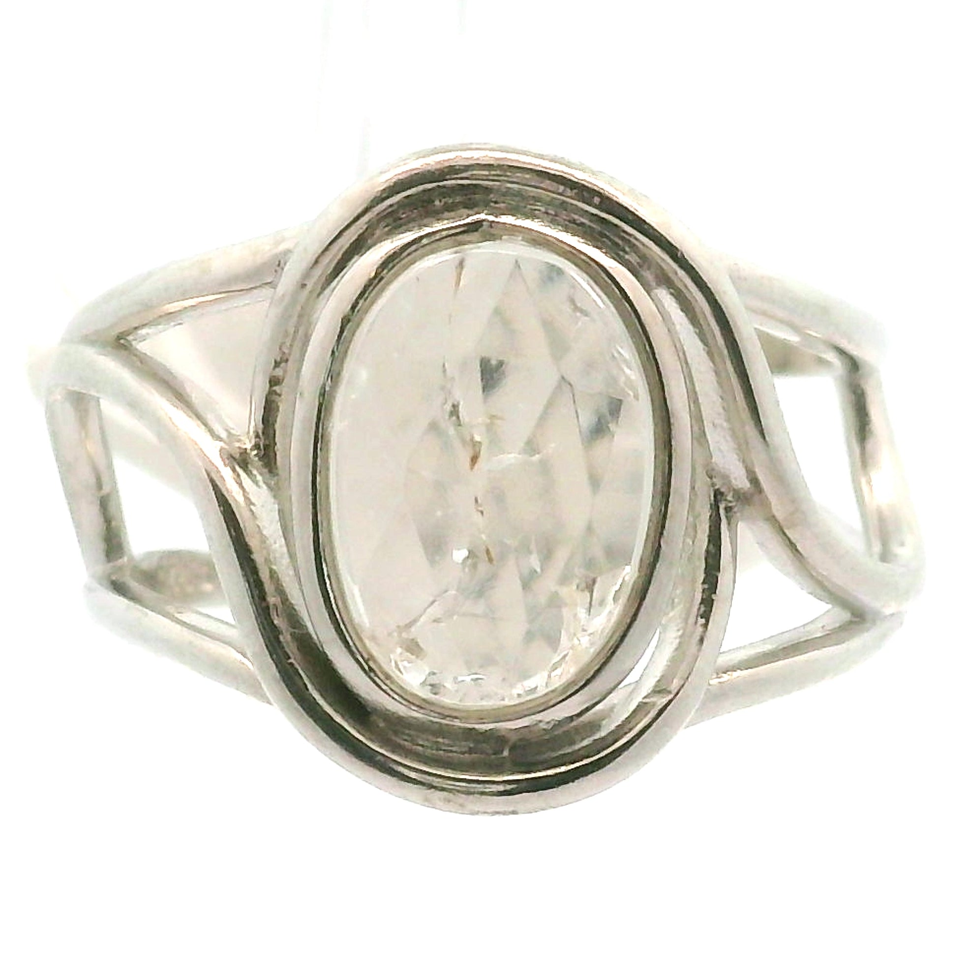 Hyalite Opal Cuff Ring 925 Silver for Emotional Healing, Inner Peace and Intuition