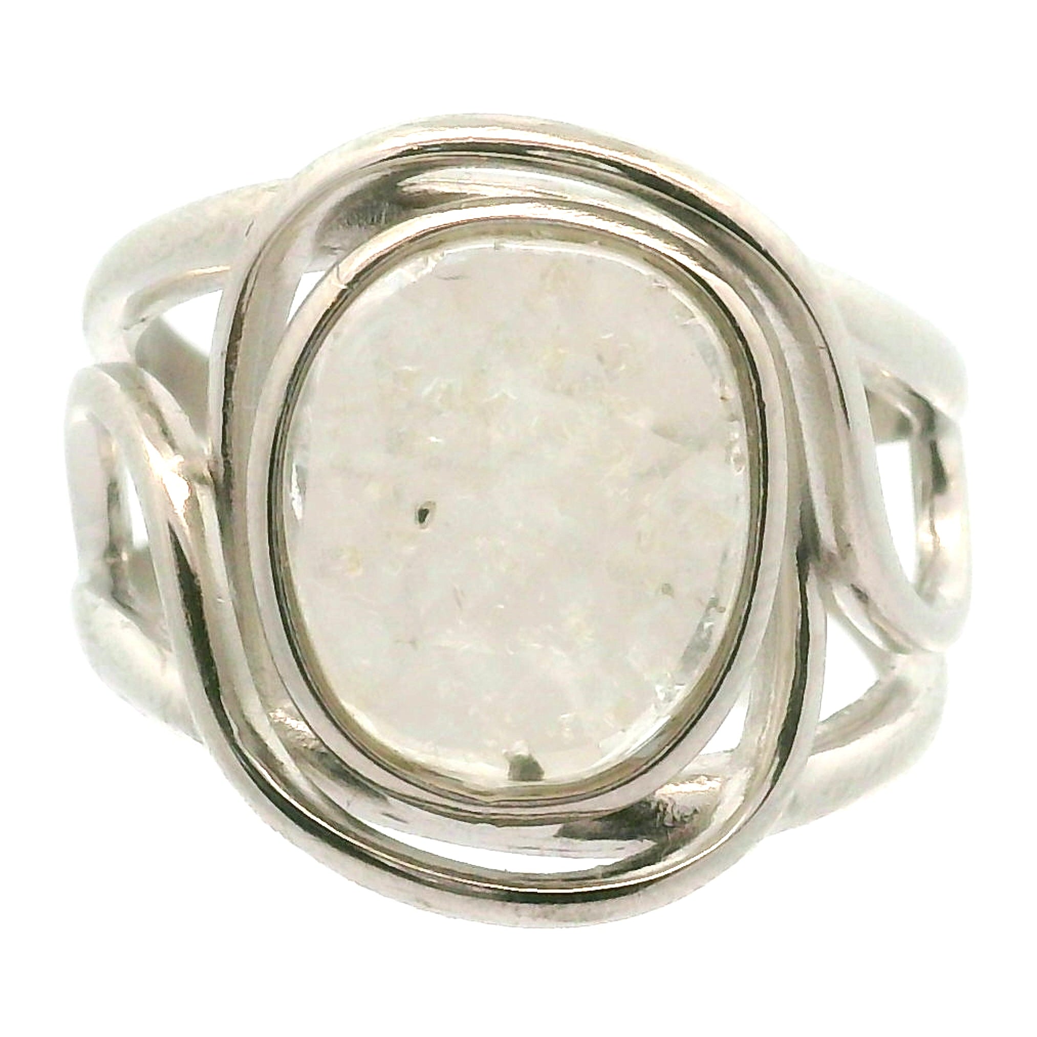 Hyalite Opal Cuff Ring 925 Silver for Emotional Healing, Inner Peace and Intuition
