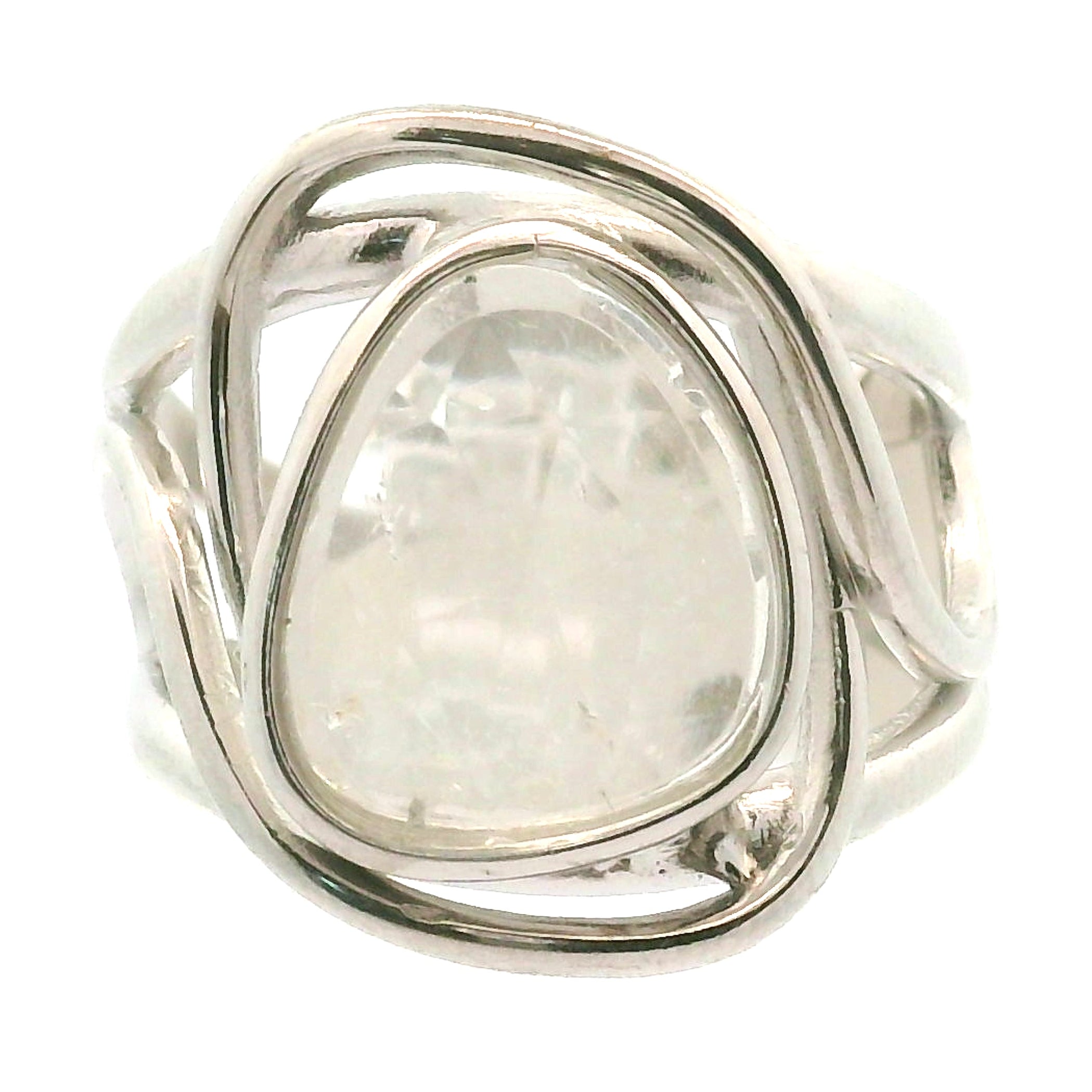 Hyalite Opal Cuff Ring 925 Silver for Emotional Healing, Inner Peace and Intuition