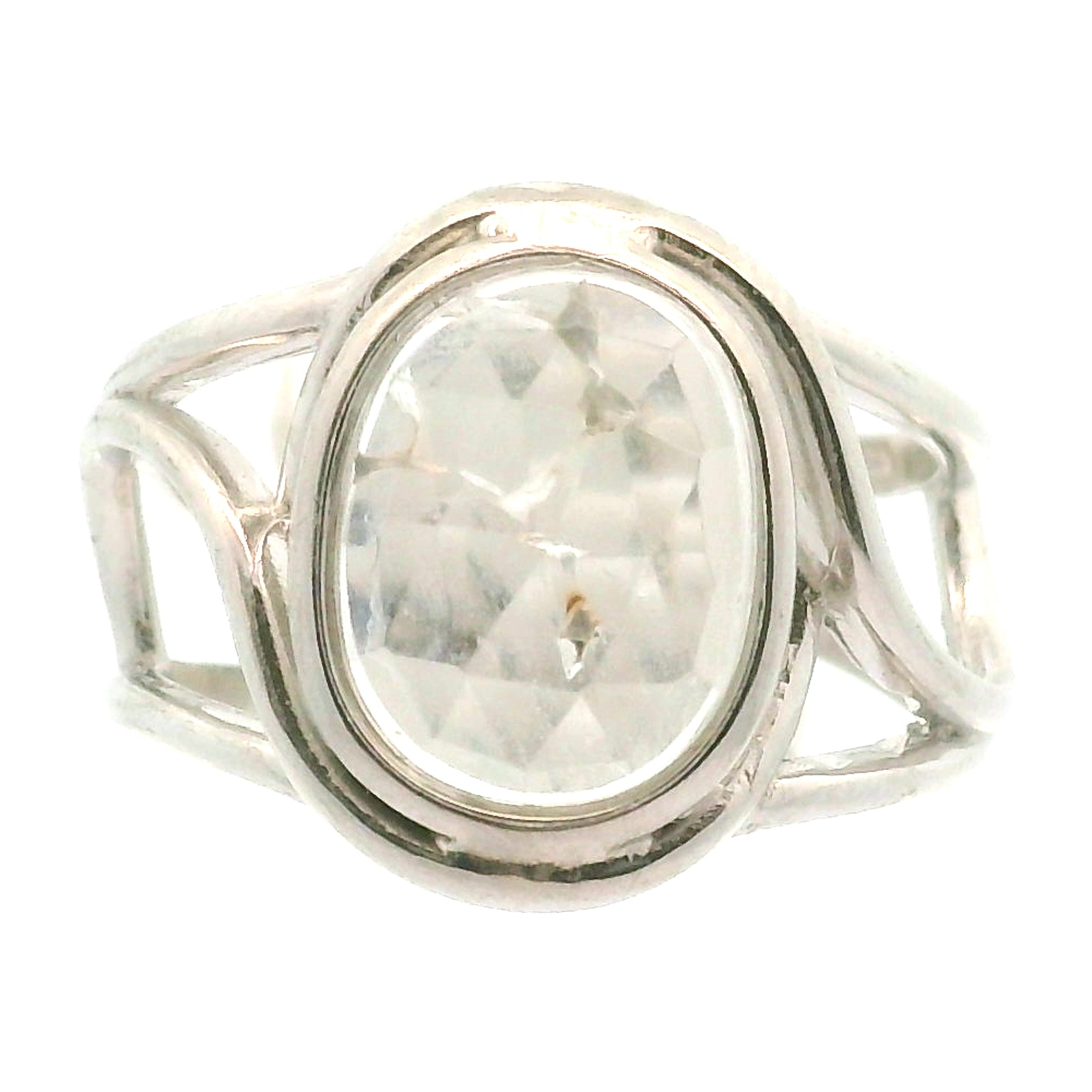 Hyalite Opal Cuff Ring 925 Silver for Emotional Healing, Inner Peace and Intuition