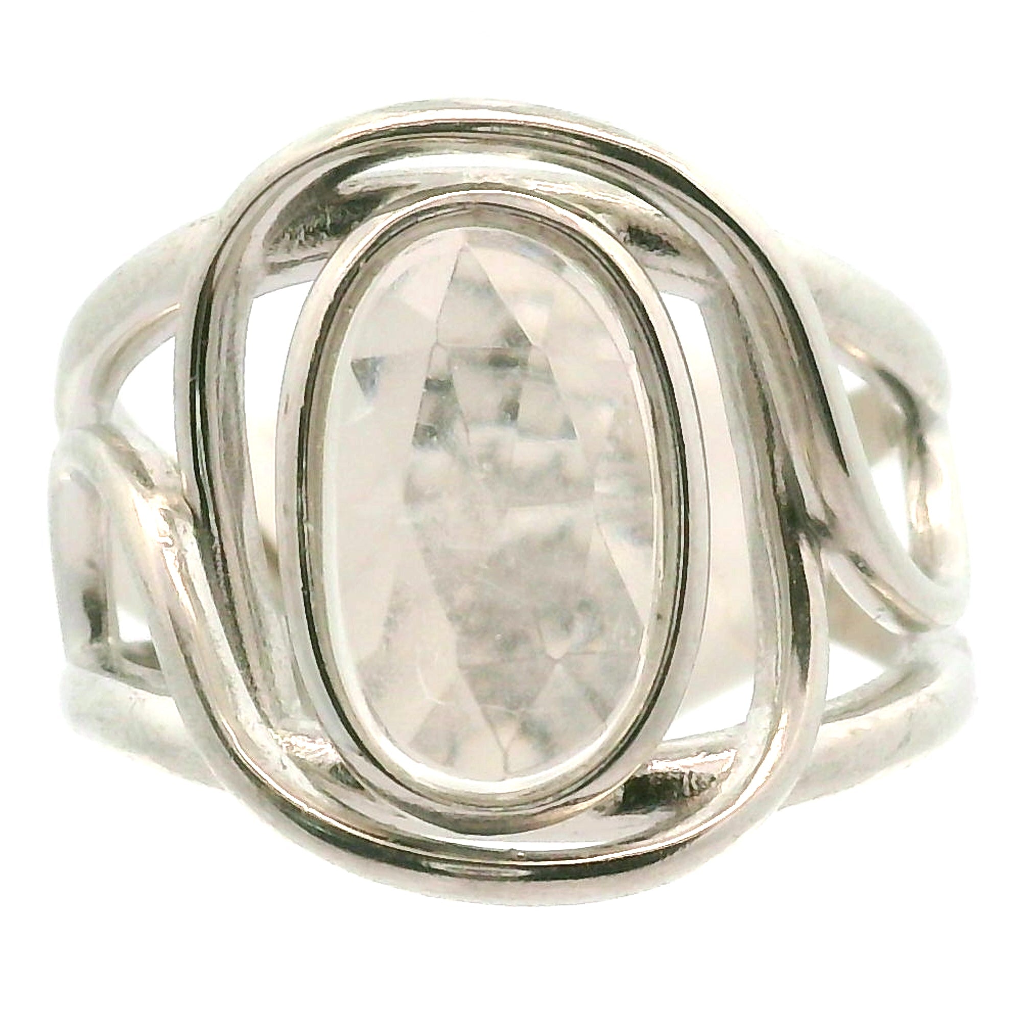 Hyalite Opal Cuff Ring 925 Silver for Emotional Healing, Inner Peace and Intuition