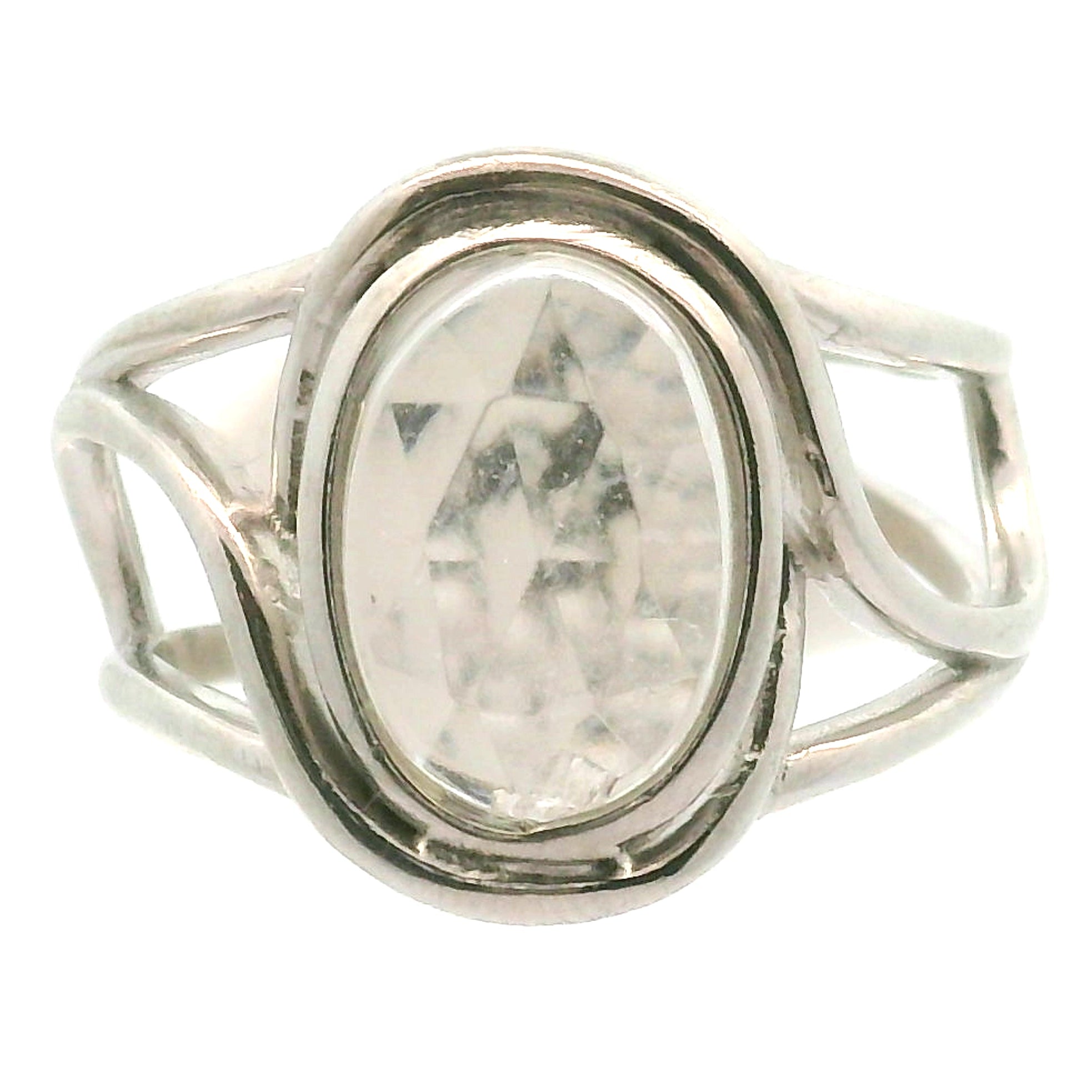 Hyalite Opal Cuff Ring 925 Silver for Emotional Healing, Inner Peace and Intuition