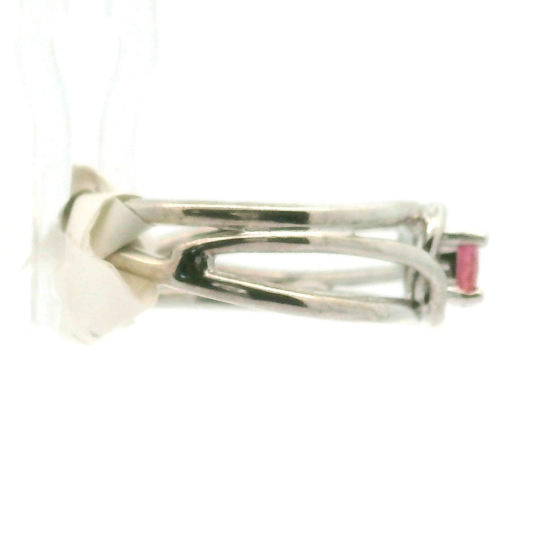 Pezzottaite Midi Cuff Ring 925 Silver for Joy, Love and Empowerment