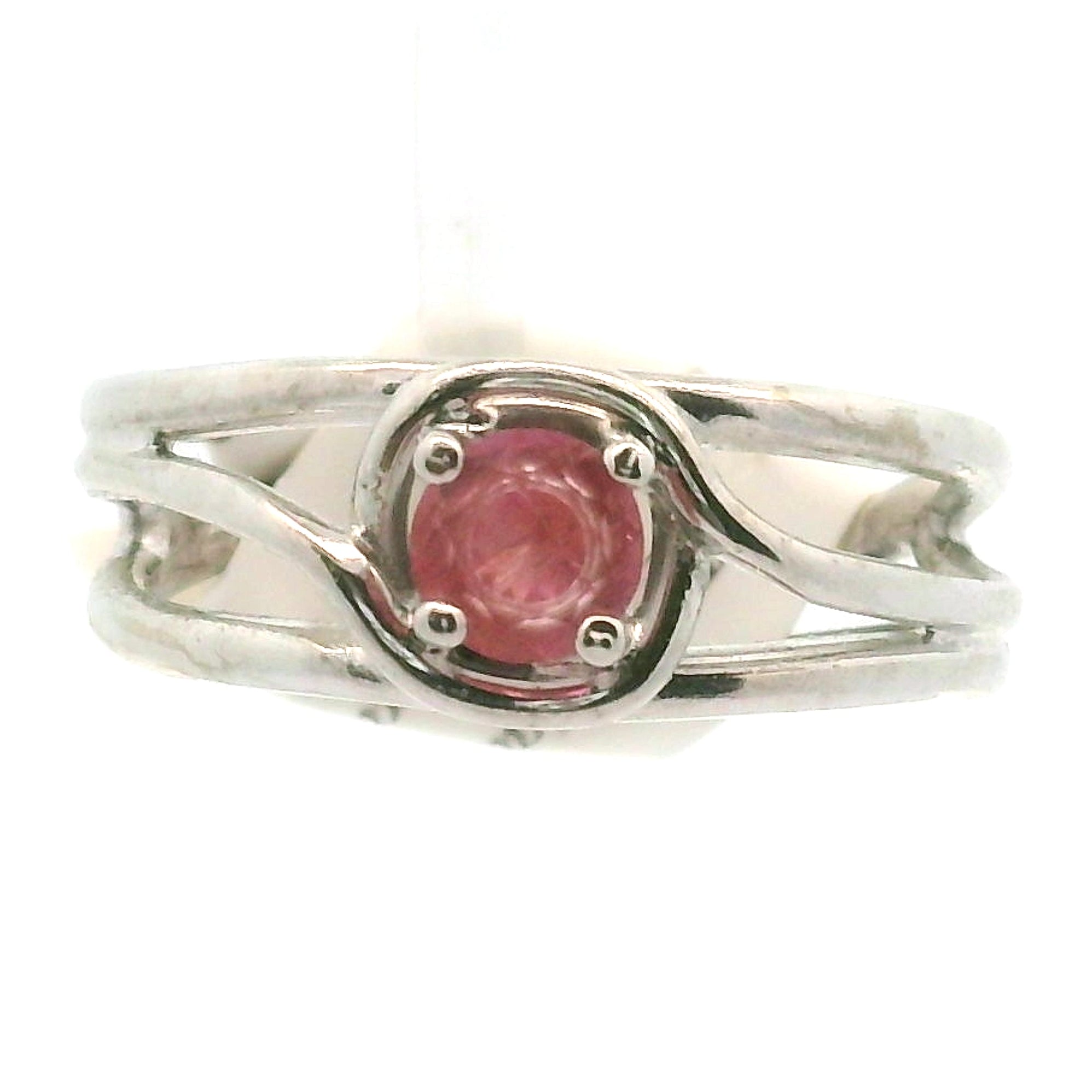 Pezzottaite Midi Cuff Ring 925 Silver for Joy, Love and Empowerment