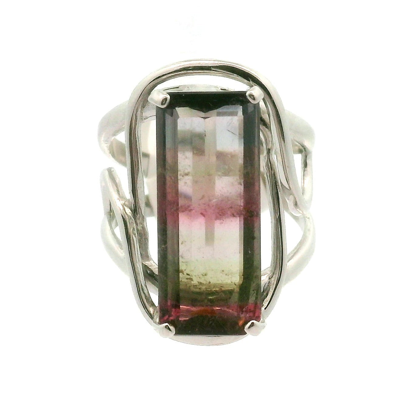 Nightbloom Tourmaline Cuff Ring .925 Silver for Awareness, Communication and Meditation