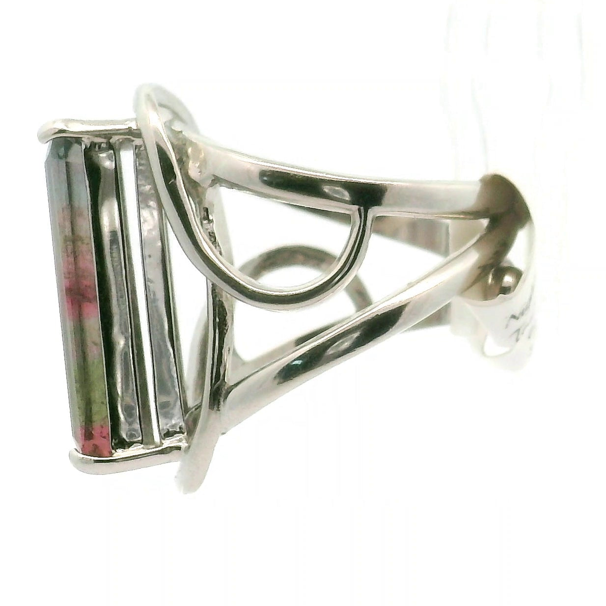 Nightbloom Tourmaline Cuff Ring .925 Silver for Awareness, Communication and Meditation