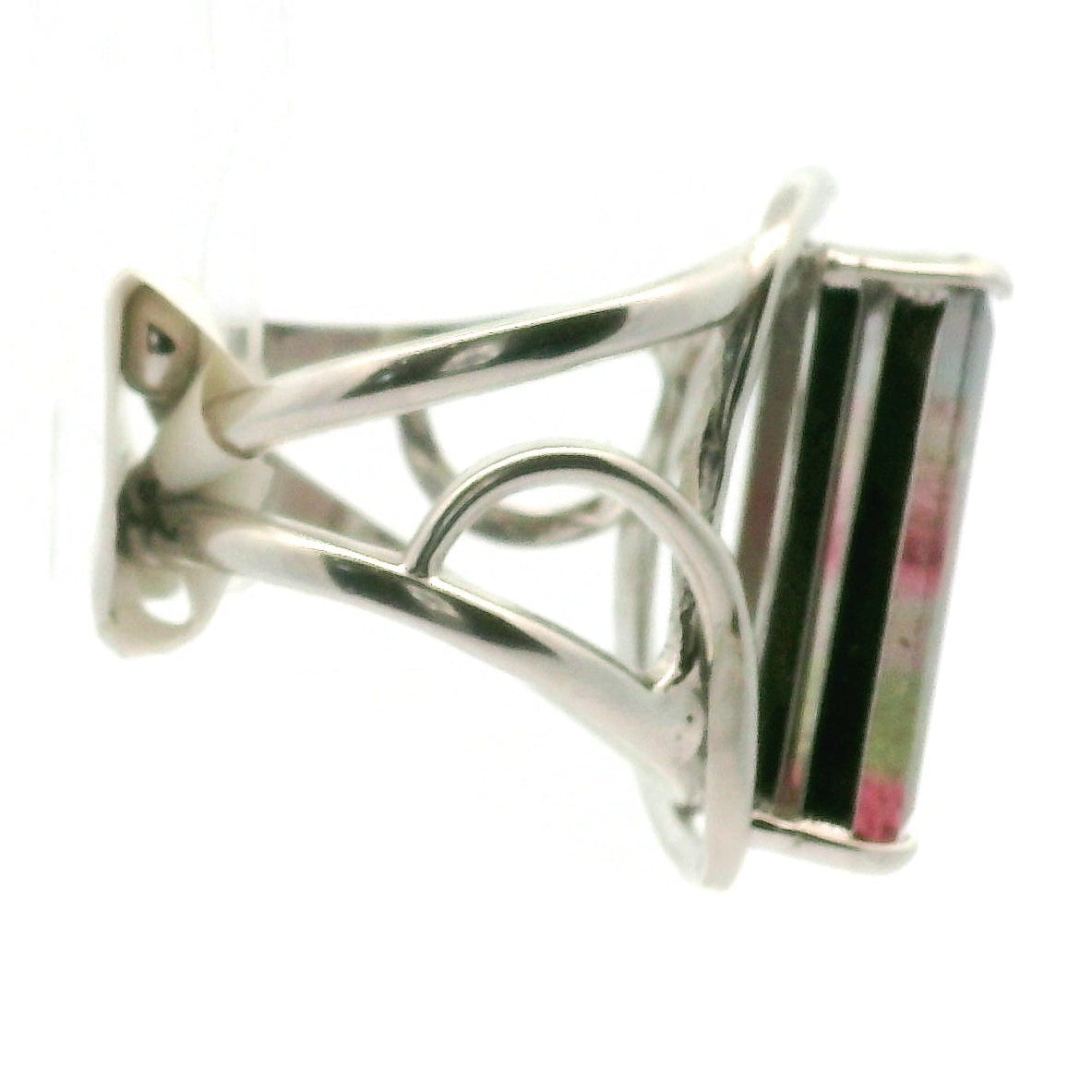 Nightbloom Tourmaline Cuff Ring .925 Silver for Awareness, Communication and Meditation
