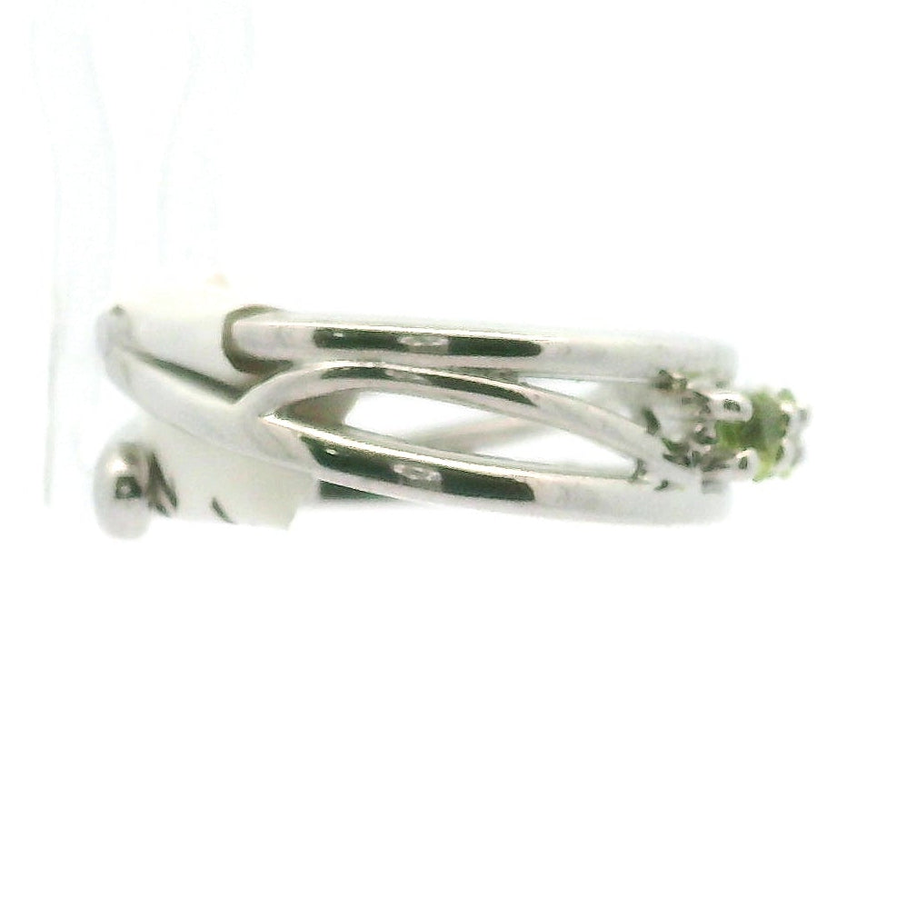 Peridot Heart Stacker Cuff Ring .925 Silver for Power, Prosperity and Protection