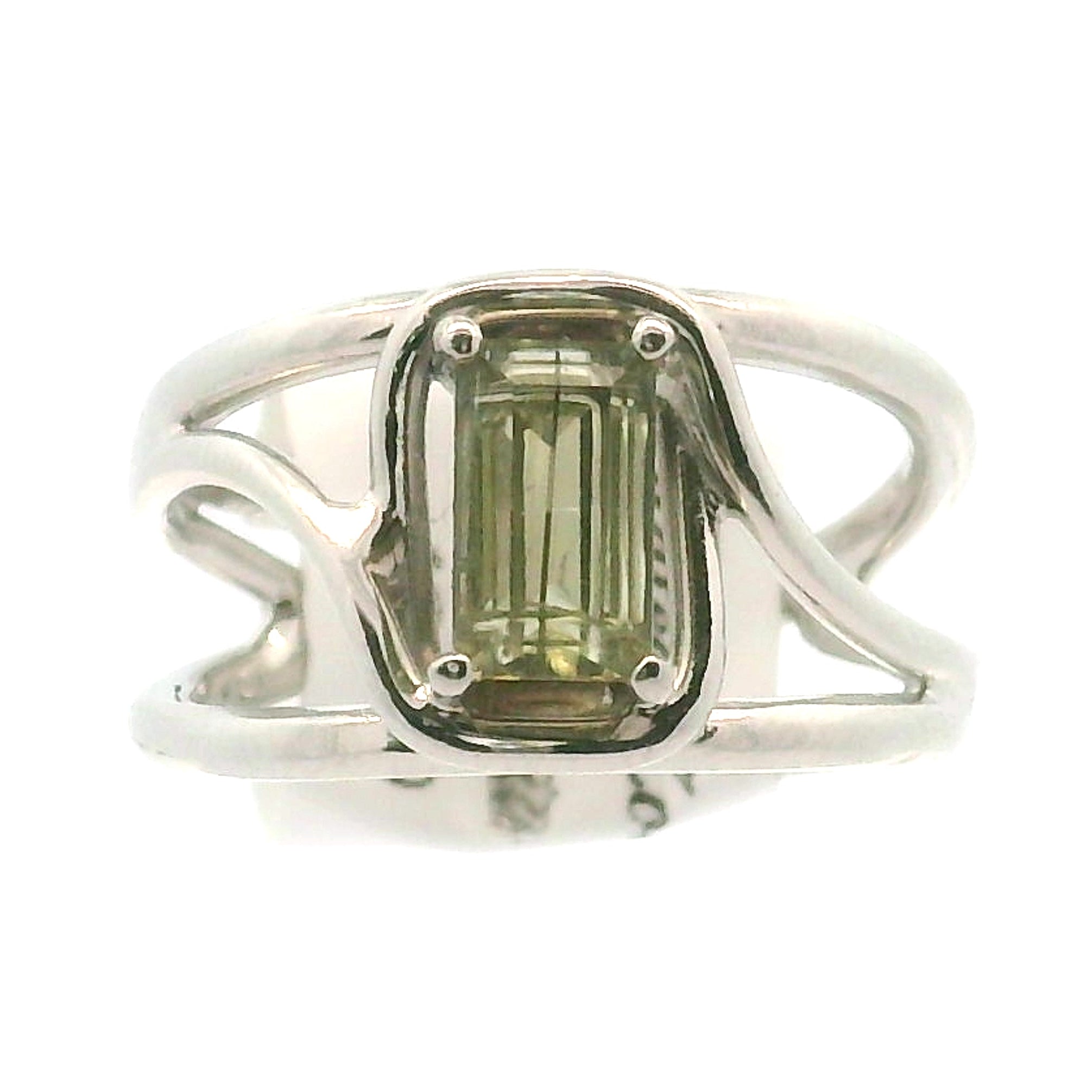 Rutilated Zoisite Cuff Ring .925 Silver for Elevating your Consciousness