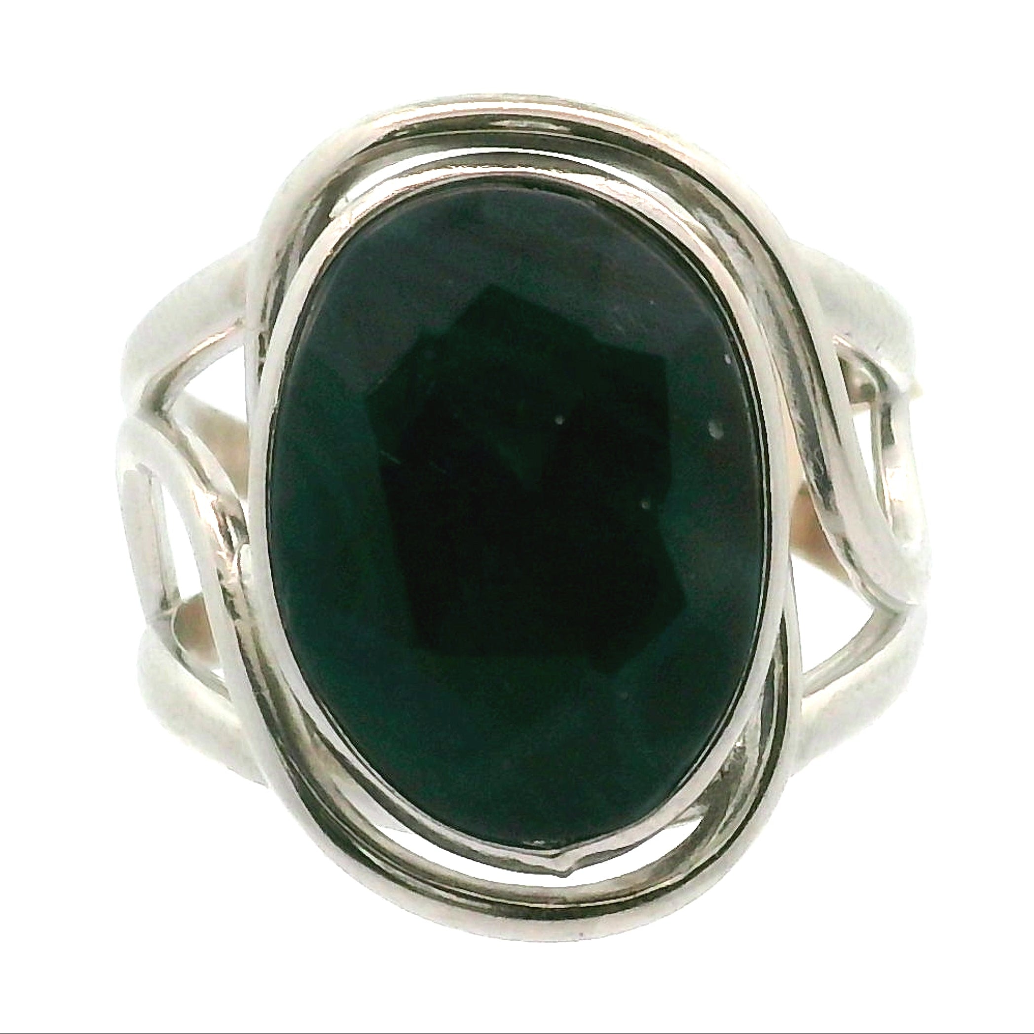 Swedish Blue Glass Cuff Ring 925 Silver for Peace, Protection and Clarity
