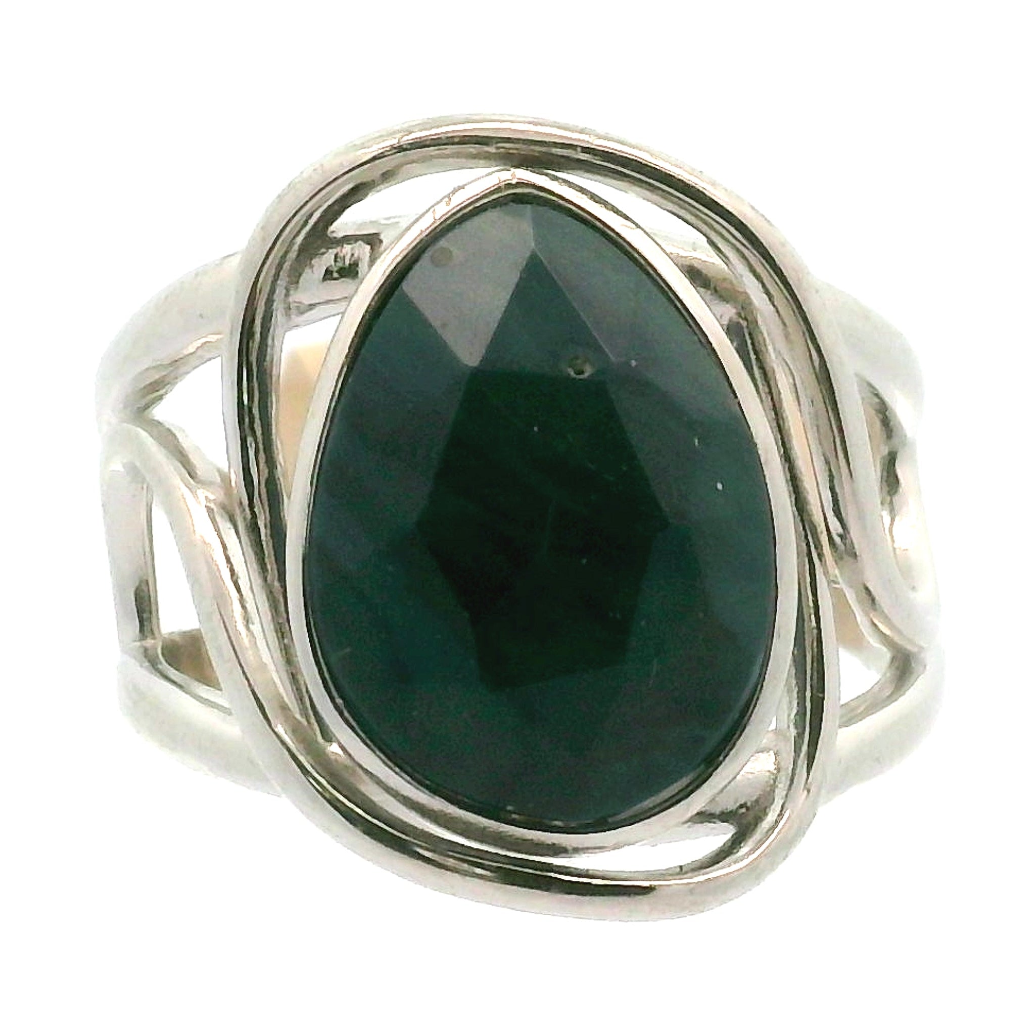 Swedish Blue Glass Cuff Ring 925 Silver for Peace, Protection and Clarity