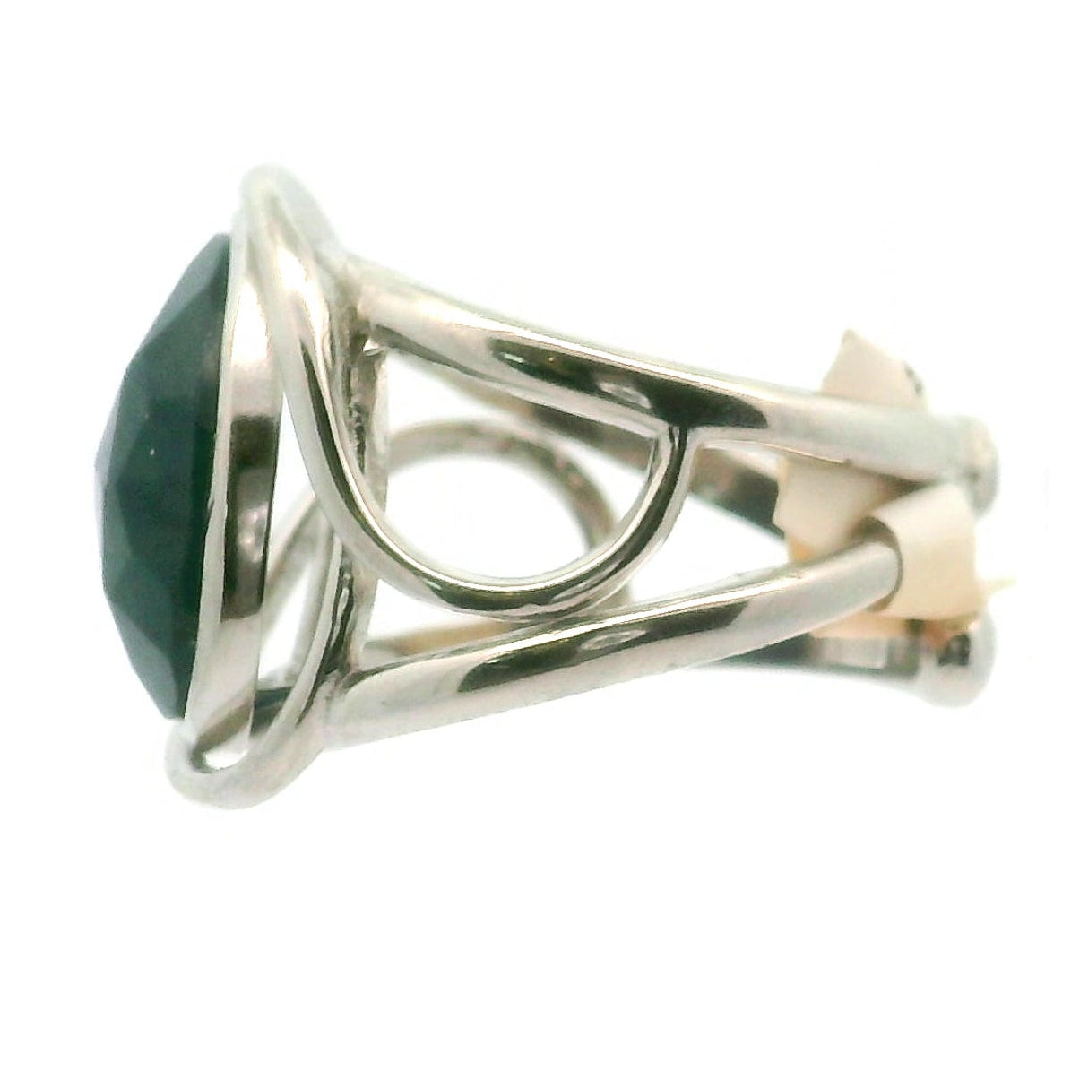 Swedish Blue Glass Cuff Ring 925 Silver for Peace, Protection and Clarity