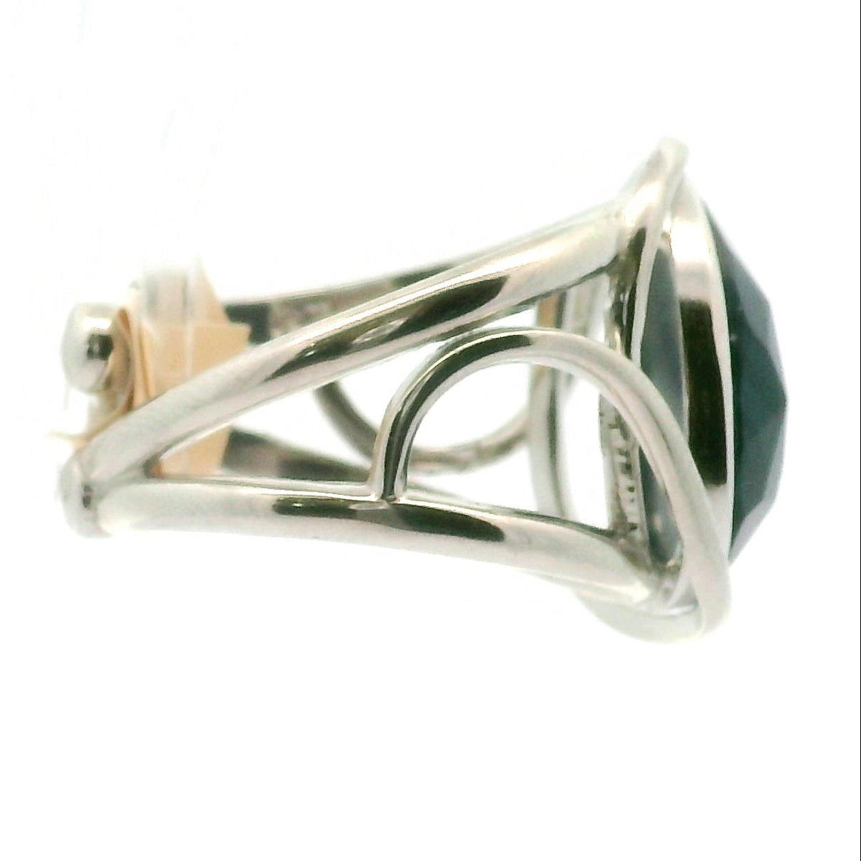 Swedish Blue Glass Cuff Ring 925 Silver for Peace, Protection and Clarity