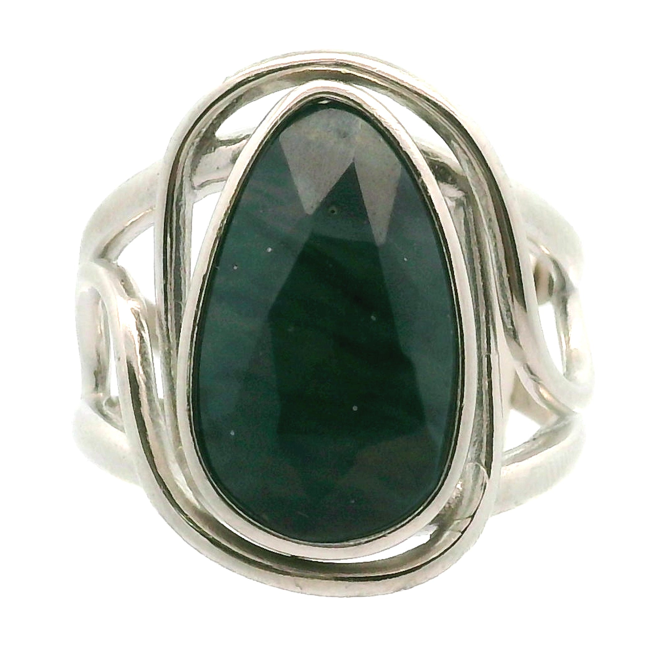 Swedish Blue Glass Cuff Ring 925 Silver for Peace, Protection and Clarity