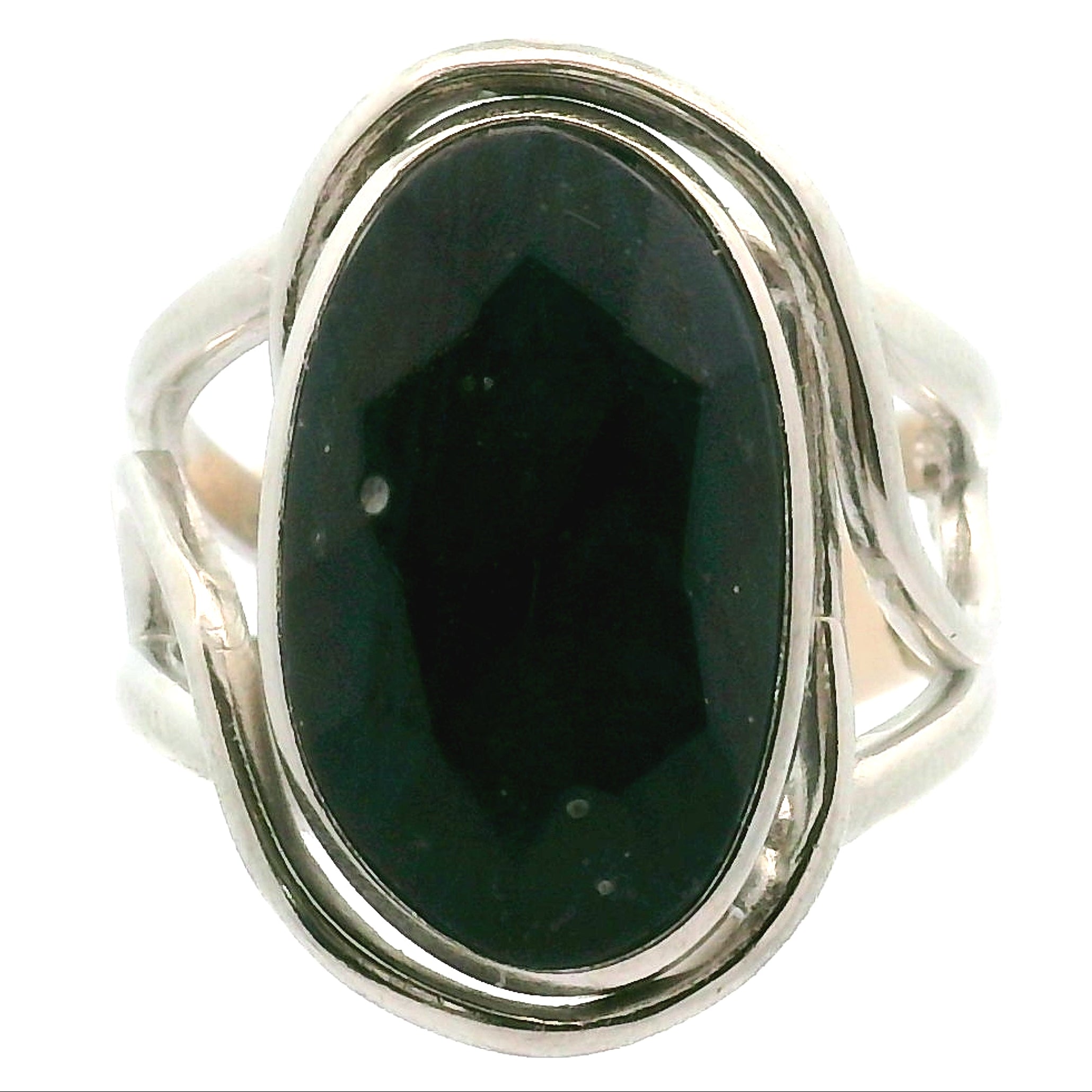 Swedish Blue Glass Cuff Ring 925 Silver for Peace, Protection and Clarity