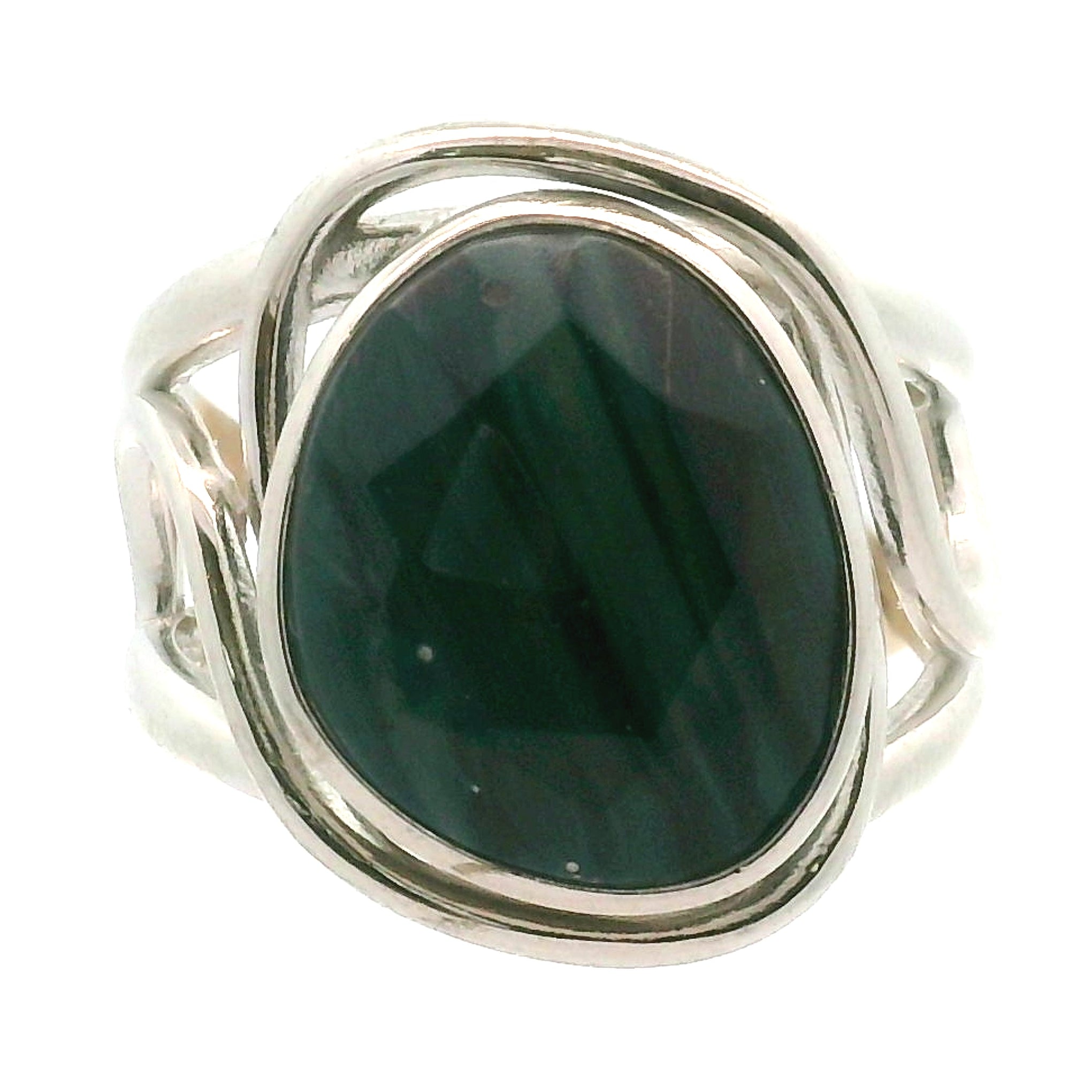 Swedish Blue Glass Cuff Ring 925 Silver for Peace, Protection and Clarity