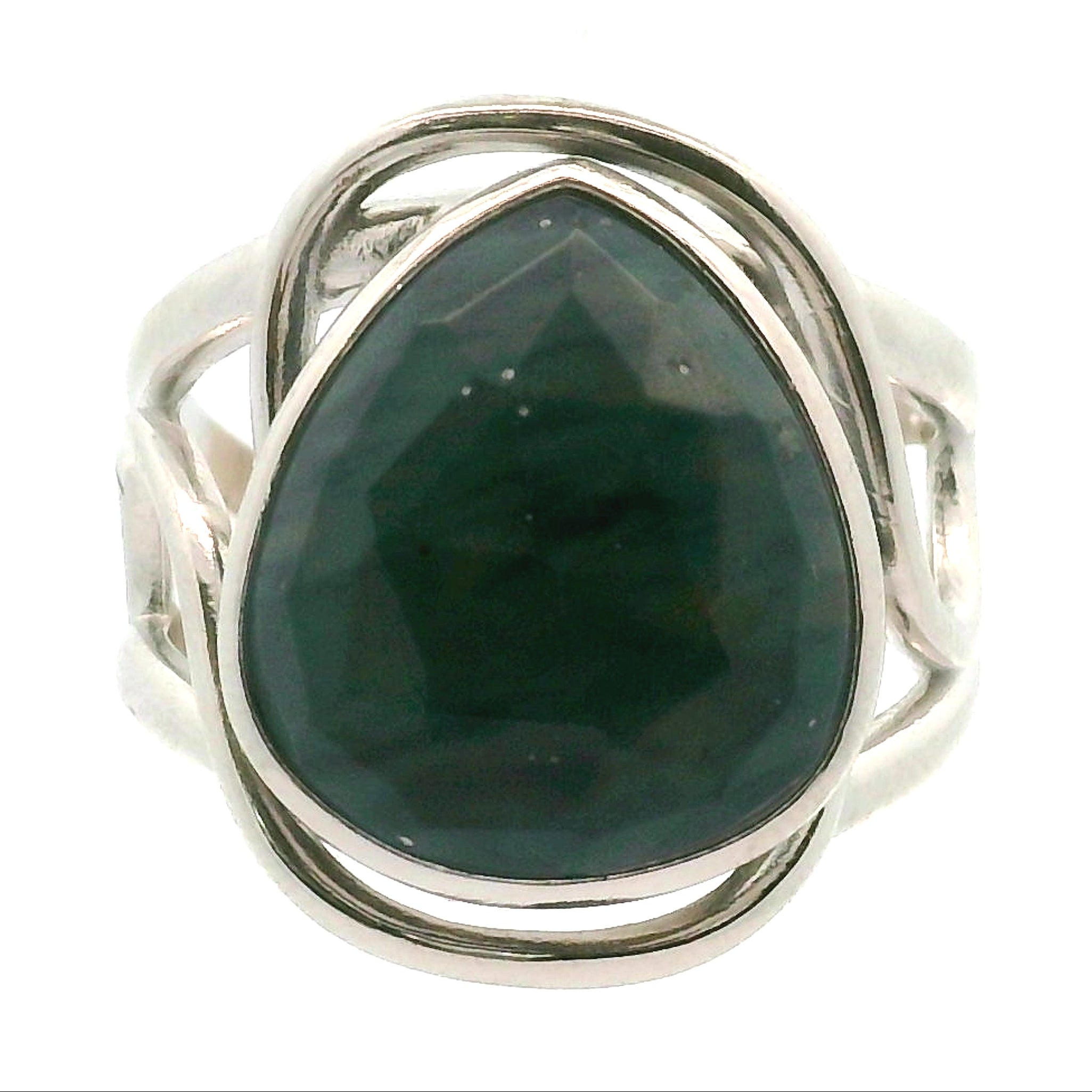 Swedish Blue Glass Cuff Ring 925 Silver for Peace, Protection and Clarity