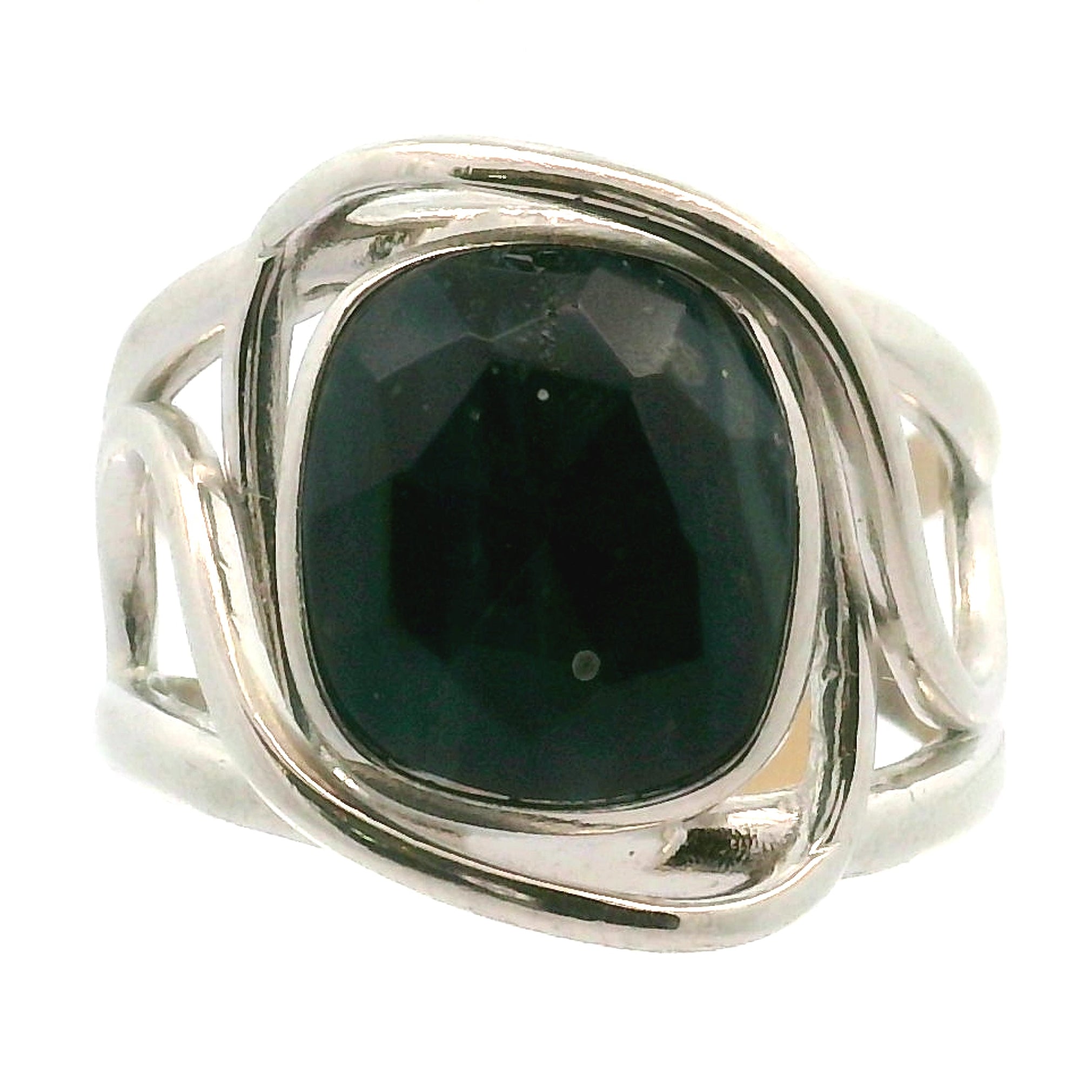 Swedish Blue Glass Cuff Ring 925 Silver for Peace, Protection and Clarity
