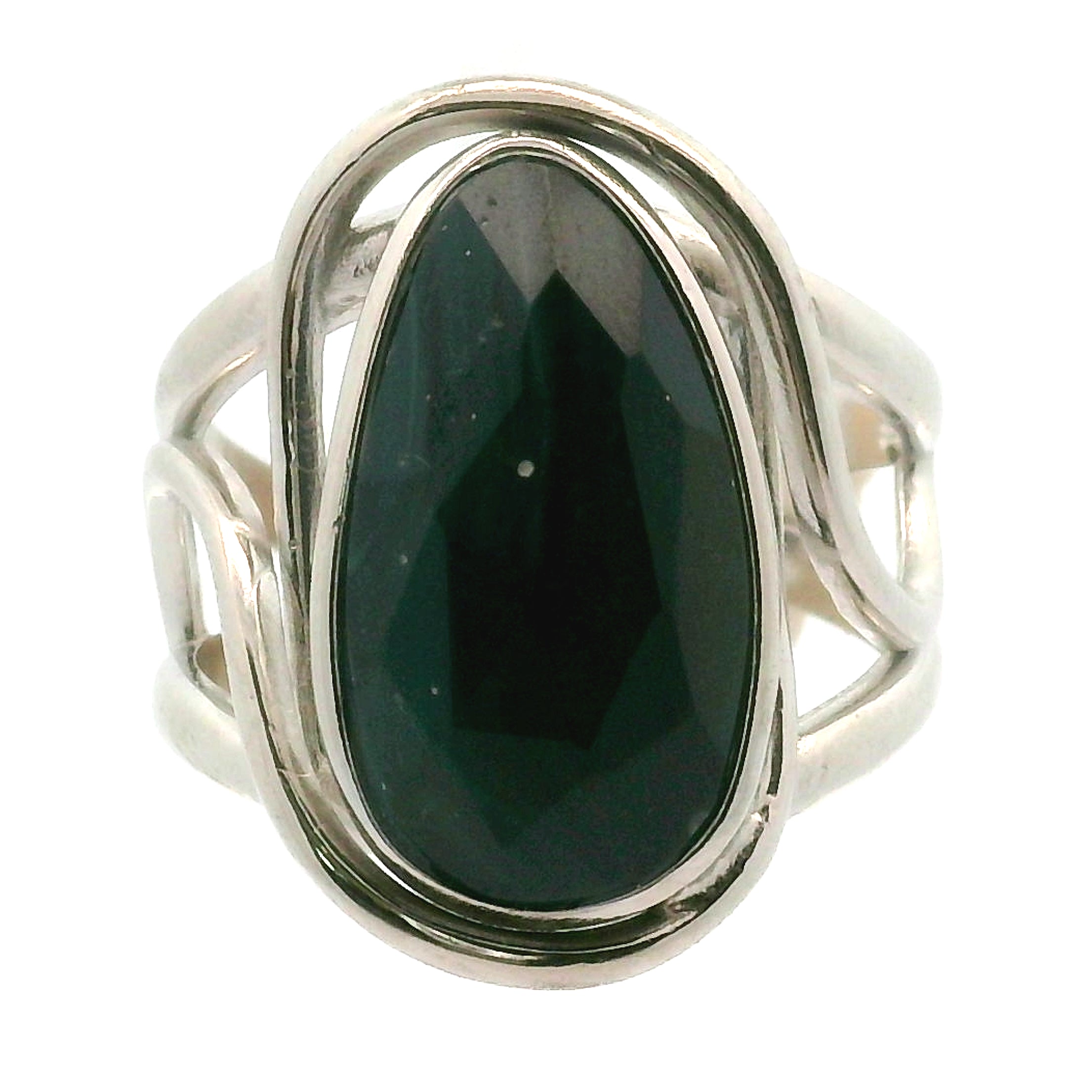 Swedish Blue Glass Cuff Ring 925 Silver for Peace, Protection and Clarity