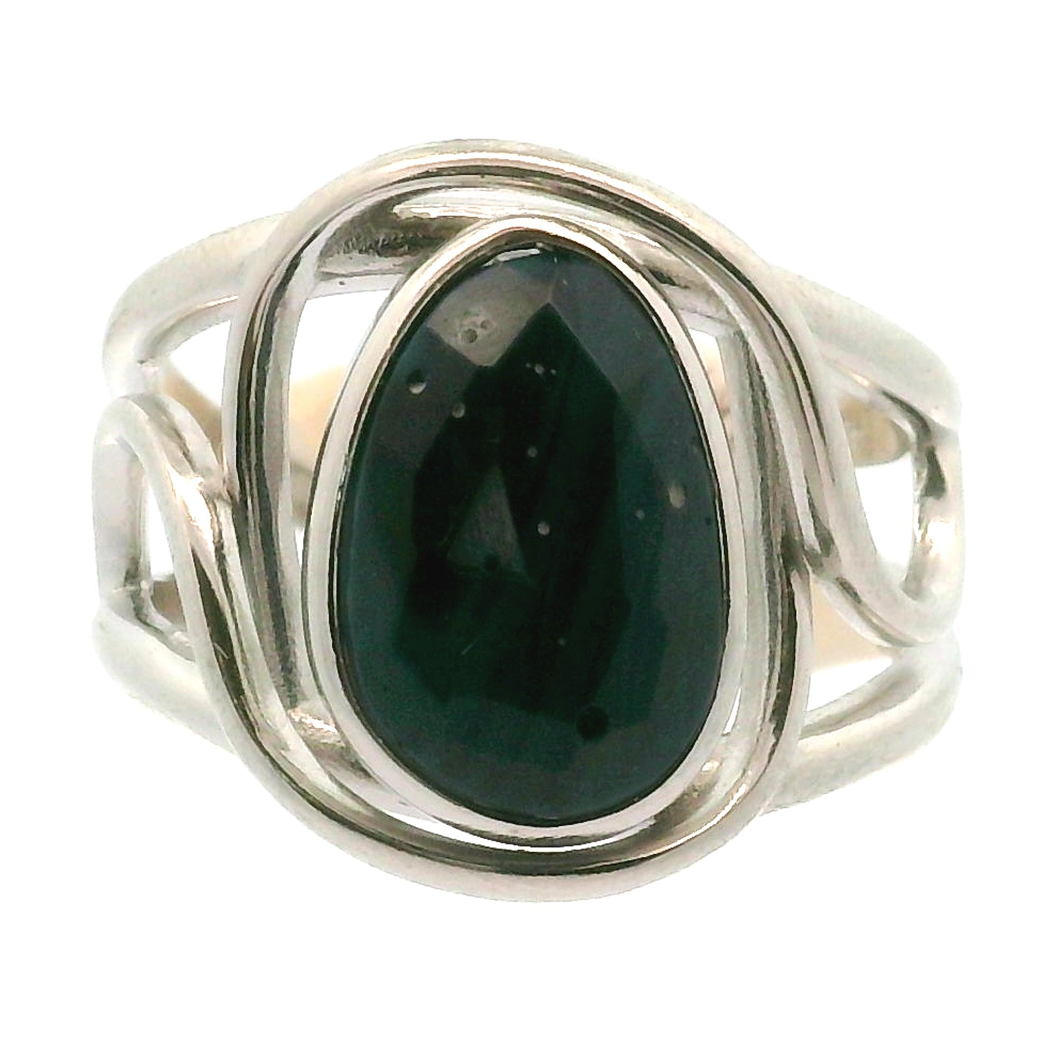 Swedish Blue Glass Cuff Ring 925 Silver for Peace, Protection and Clarity