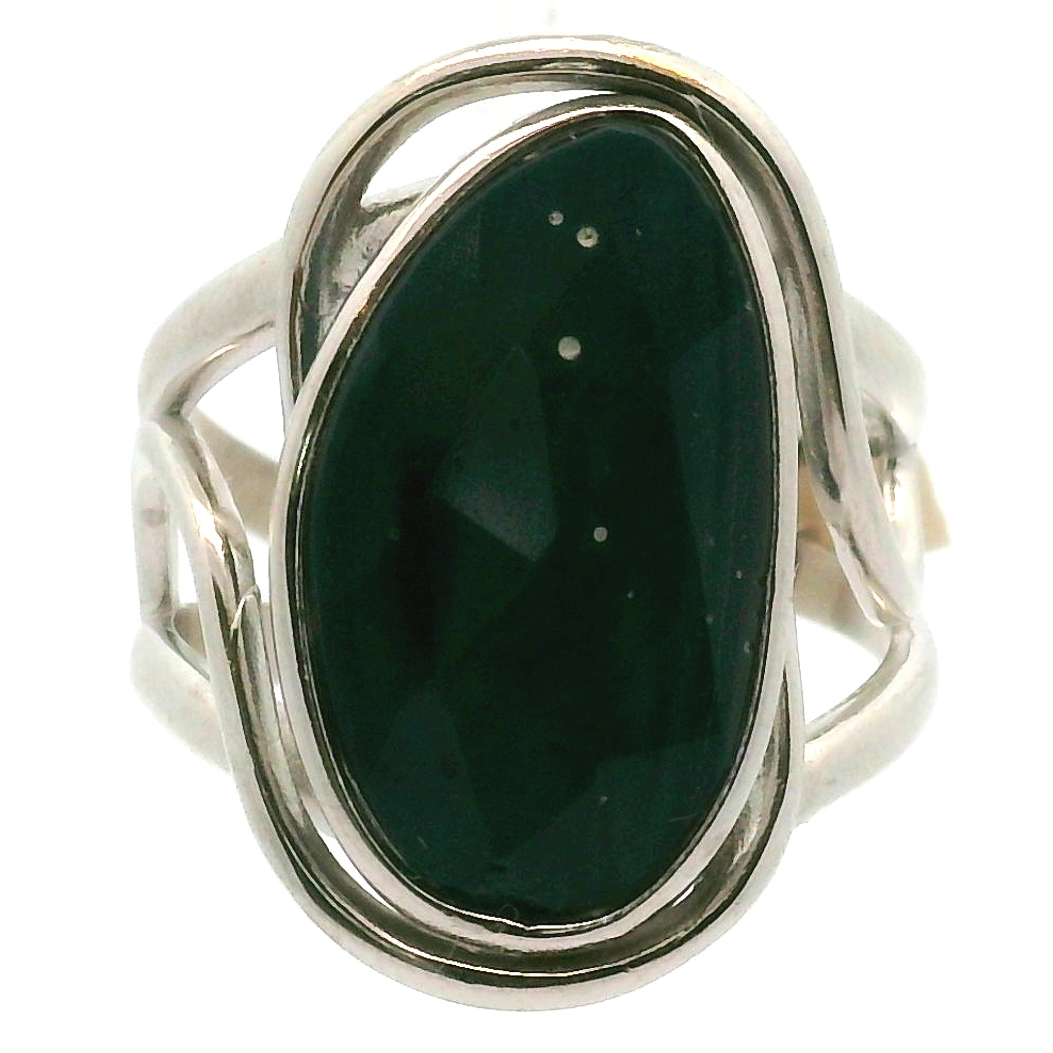 Swedish Blue Glass Cuff Ring 925 Silver for Peace, Protection and Clarity