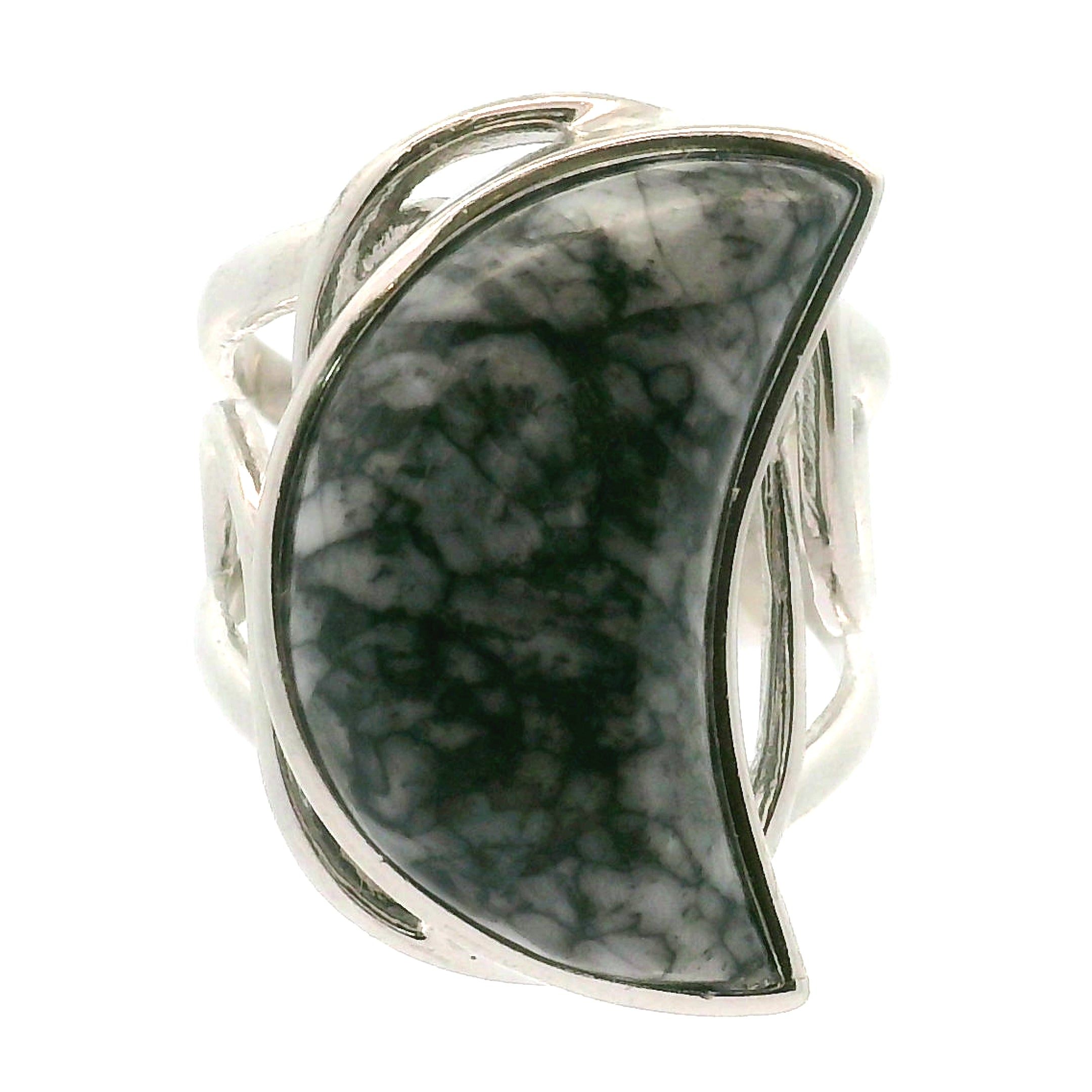 Pinolite Cuff Ring 925 Silver for Inner Peace and Emotional Balance