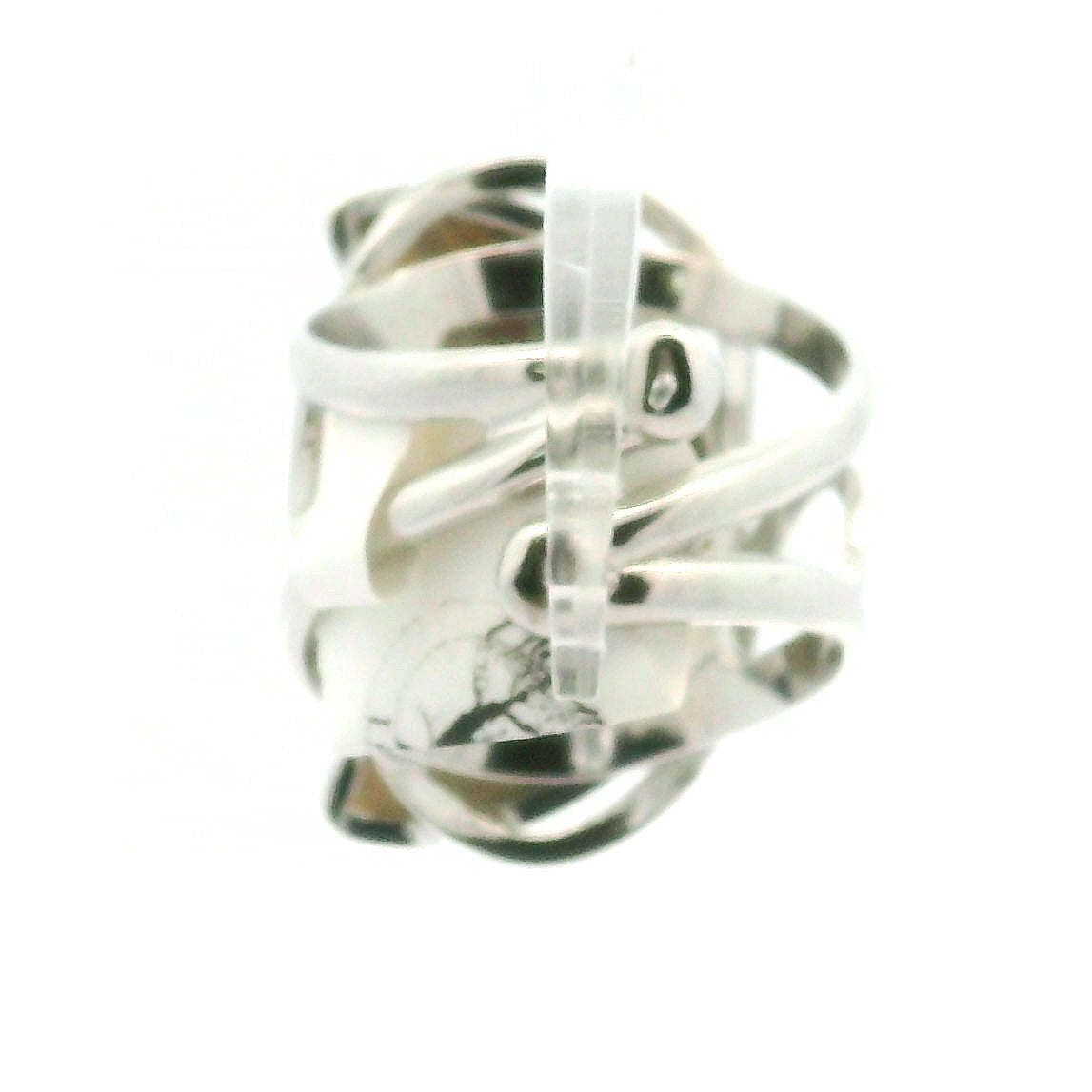 Grey Crazy Lace Agate Moon Cuff Ring in .925 Silver for Promoting Creativity, Hope, New Ideas & Positivity